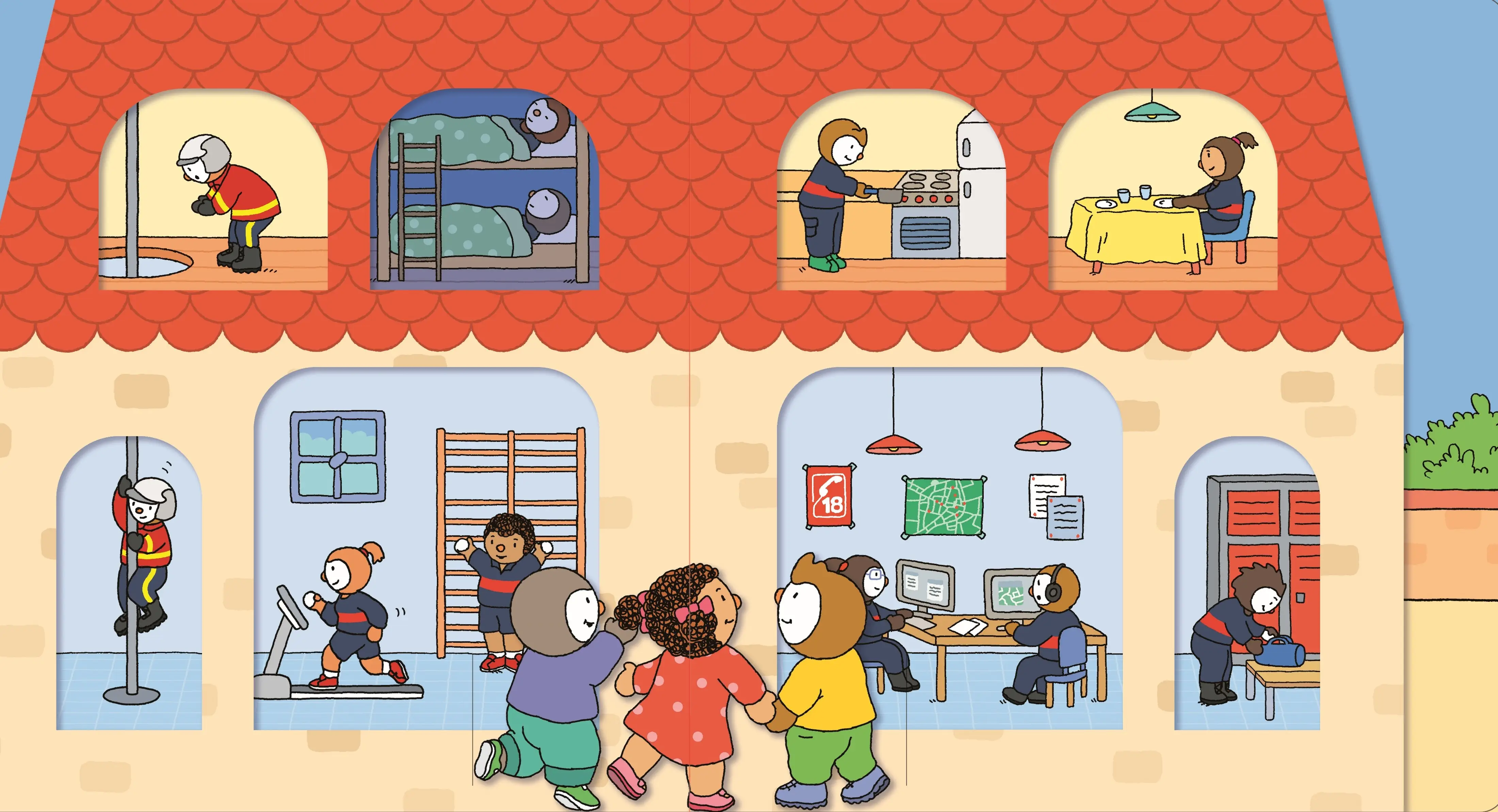 T'choupi Super Pompier - Livre animé tout carton avec pop-ups pour découvrir le monde des pompiers - Dès 2 ans - Livre d'éveil - 9782095044497 - Pages intérieures 03