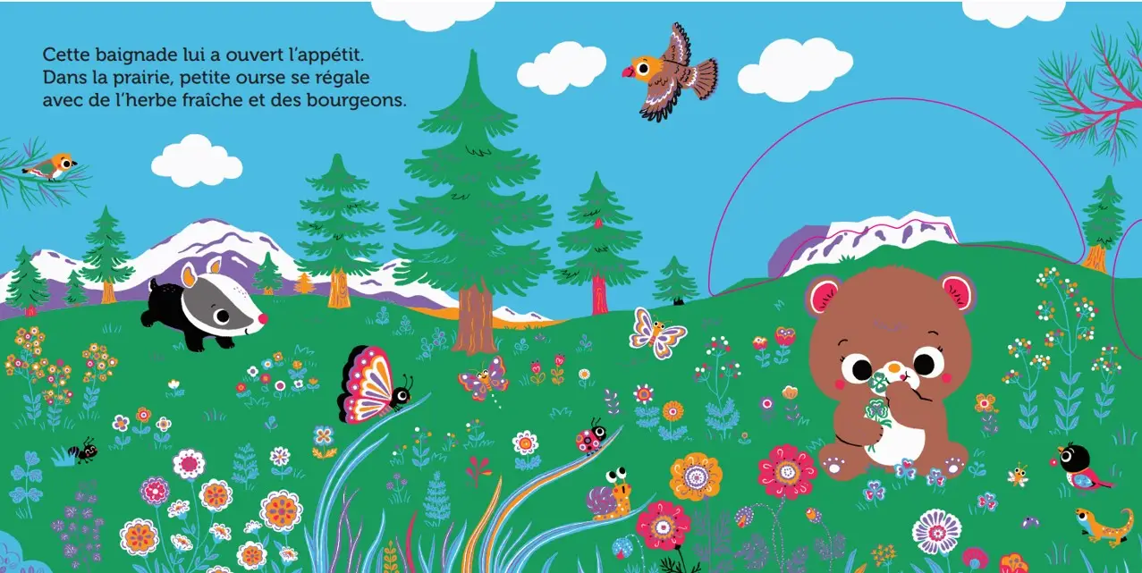 Promenade avec petite ourse - Pour découvrir la nature avec une adorable petite ourse - livre d'éveil animé pour les bébés dès 6 mois - Livre d'éveil - 9782095044527 - Pages intérieures 03