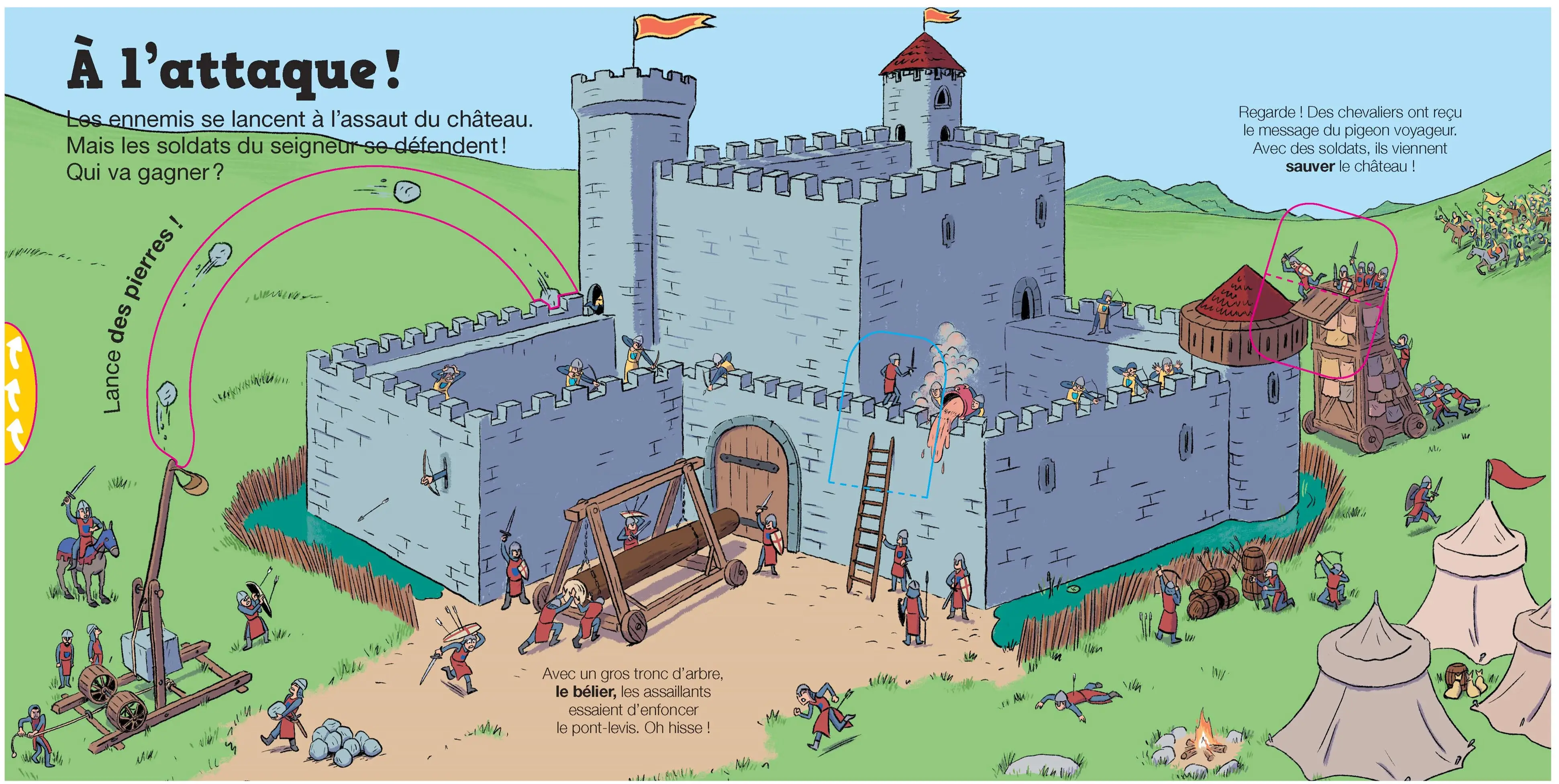Kididoc : Les Châteaux forts - Livre documentaire animé - Découverte du Moyen Âge pour enfants dès 5 ans - Livre documentaire - 9782095045555 - Pages intérieures 03