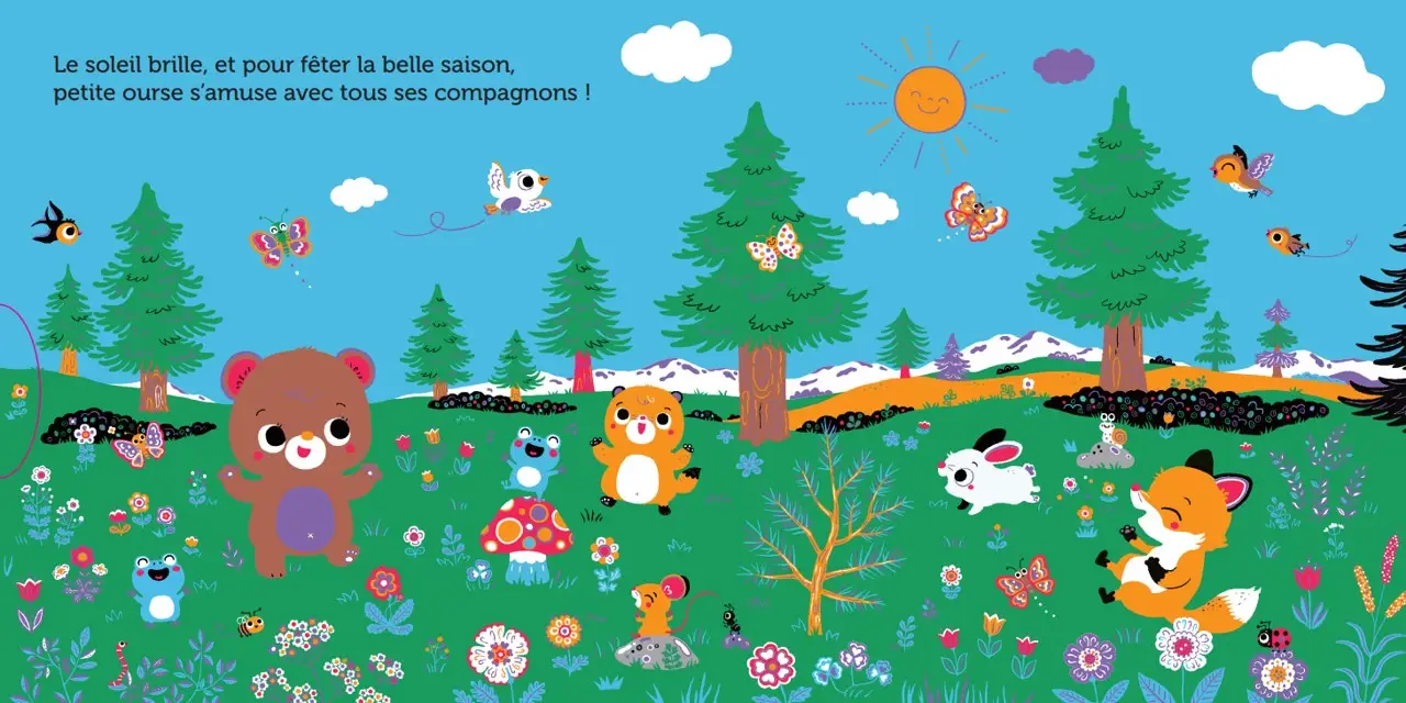 Promenade avec petite ourse - Pour découvrir la nature avec une adorable petite ourse - livre d'éveil animé pour les bébés dès 6 mois - Livre d'éveil - 9782095044527 - Pages intérieures 04