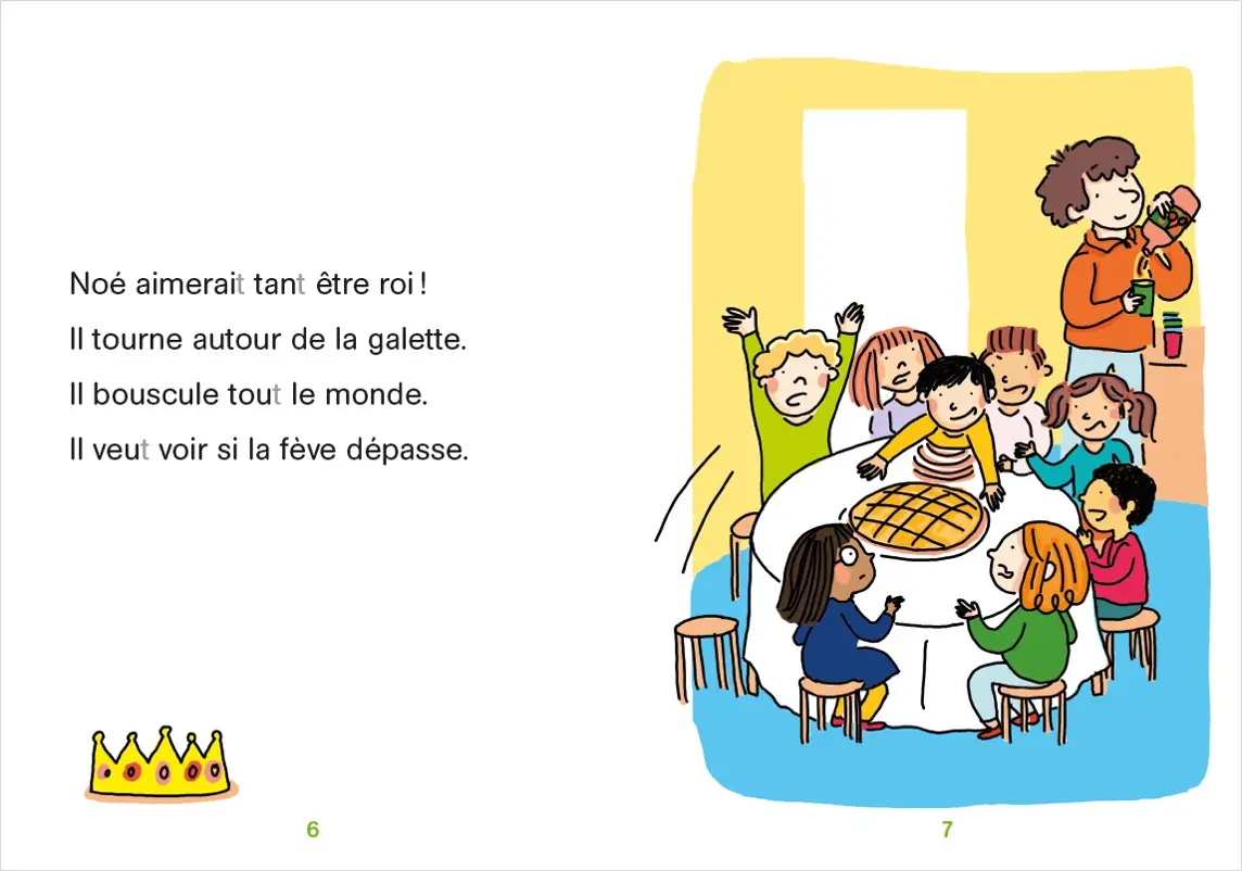 Regarde, je lis avec Noé et Mila - lecture CP - Niveau 1 - Le jour de la galette - Roman - 9782091933320 - pages intérieures