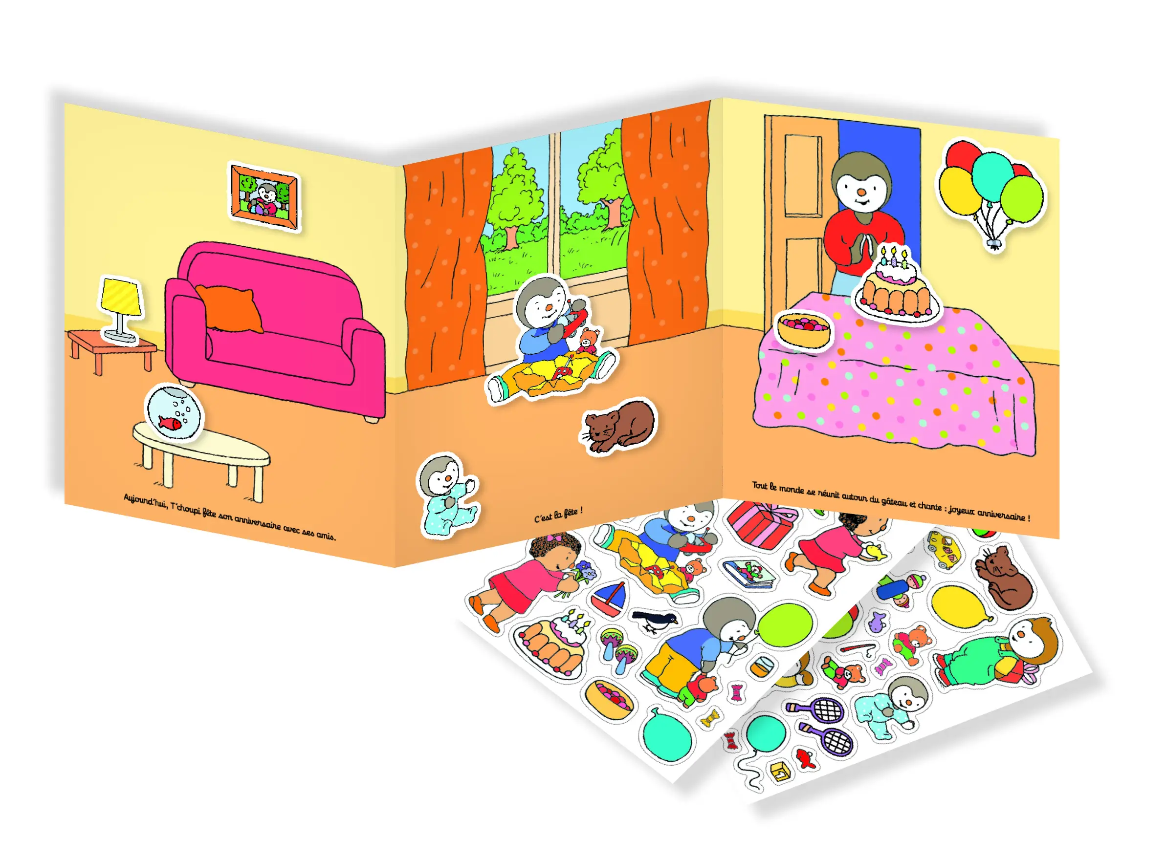 T'choupi l'anniversaire en autocollants - Dès 2 ans - Cahier d'activités - 9782092589700 - pages intérieures
