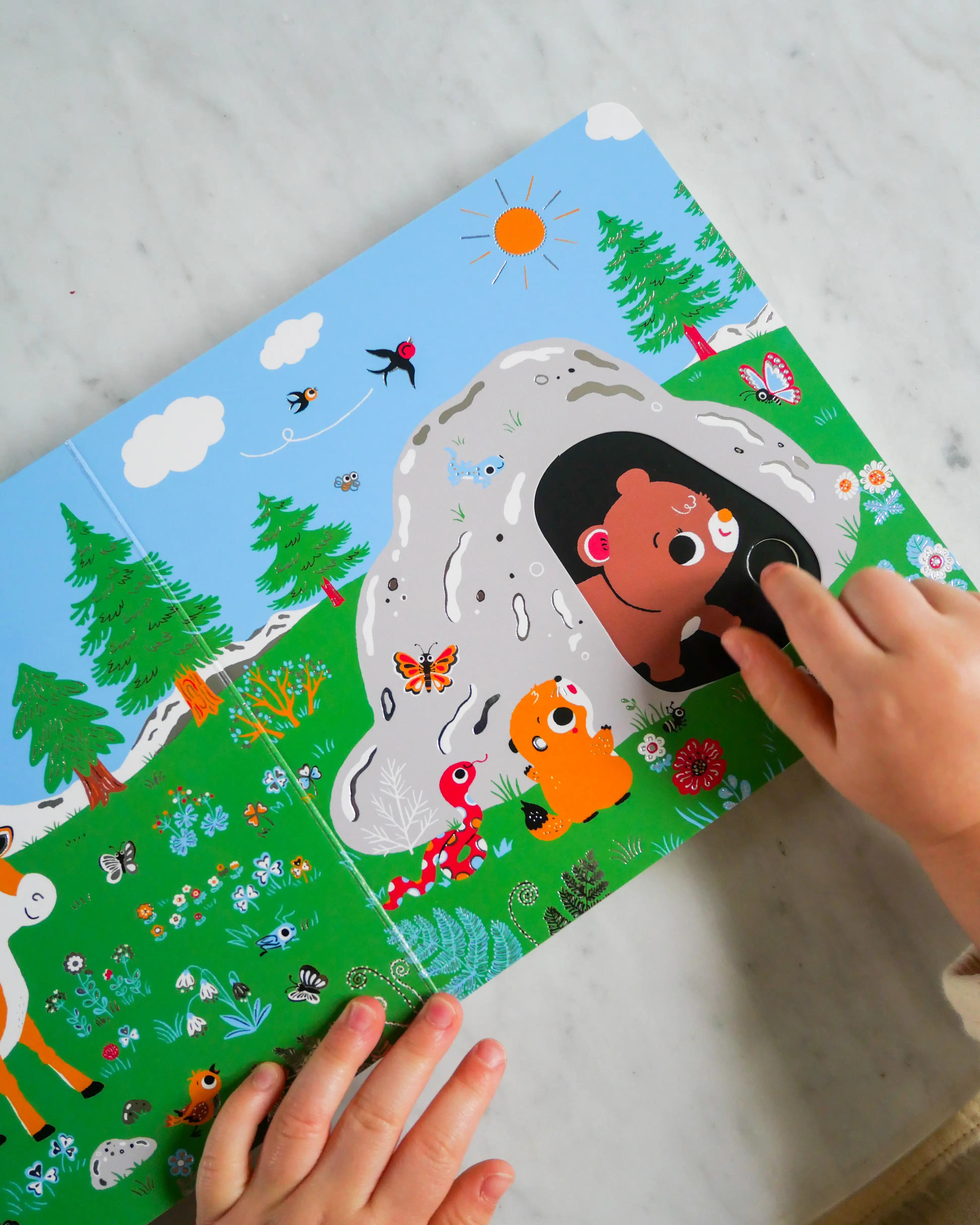 Promenade avec petite ourse - Pour découvrir la nature avec une adorable petite ourse - livre d'éveil animé pour les bébés dès 6 mois - Livre d'éveil - 9782095044527 - Pages intérieures
