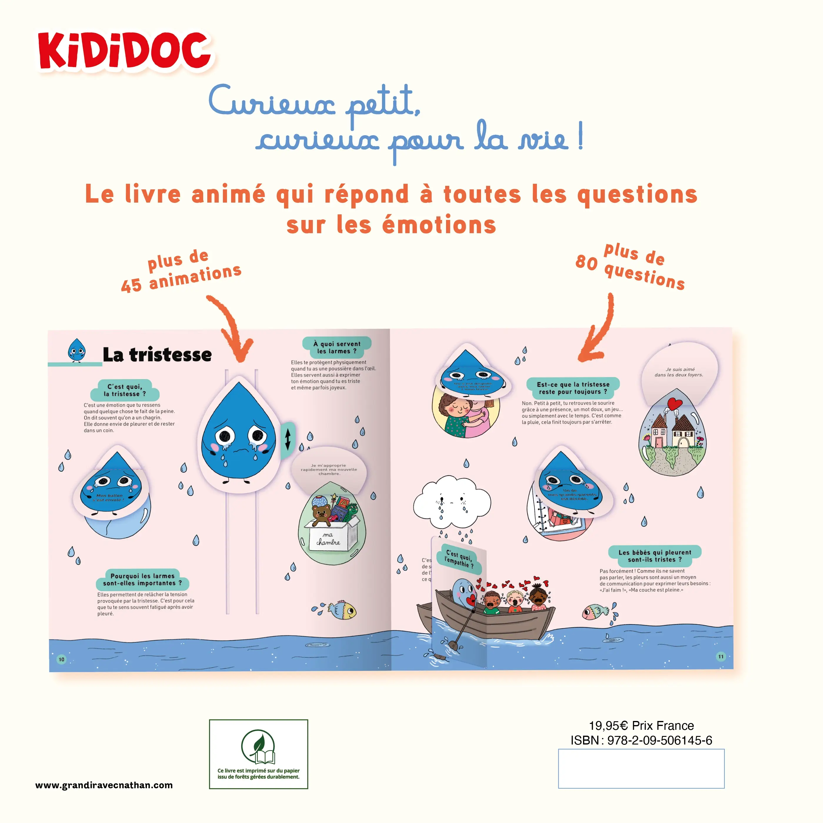 Kididoc - Les émotions - Un sujet enfin expliqué aux enfants en grand format - Dès 4 ans  - Livre documentaire - 9782095061456 - Pages intérieures Back