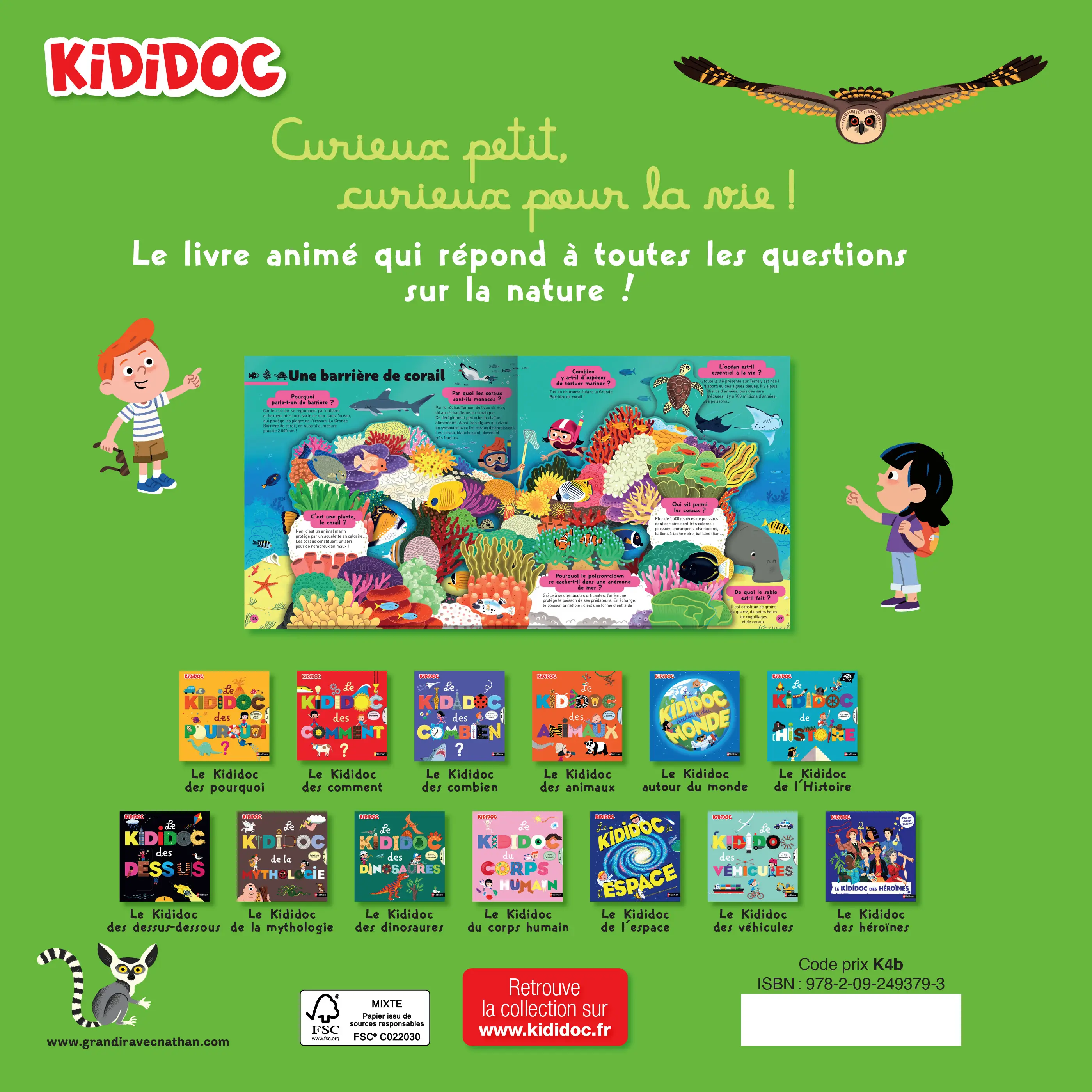 Le grand Kididoc de la nature - Plus de 100 questions sur la nature avec des animations spectaculaires ! dès 4 ans - Livre documentaire - 9782092493793 - Plat 4