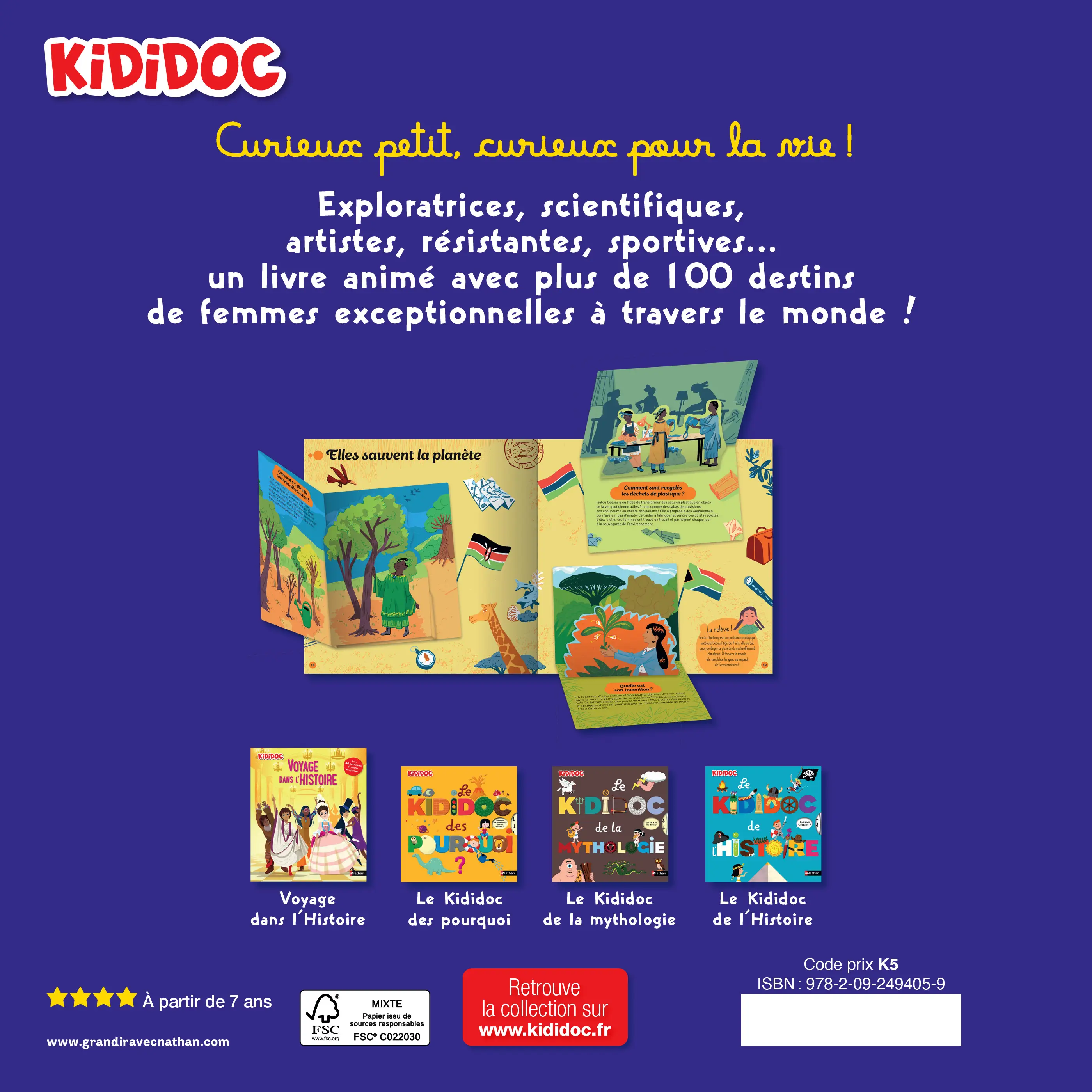 Le Kididoc des héroïnes - 80 destins de femmes inspirantes - Dès 7 ans - Livre documentaire - 9782092494059 - Plat 4