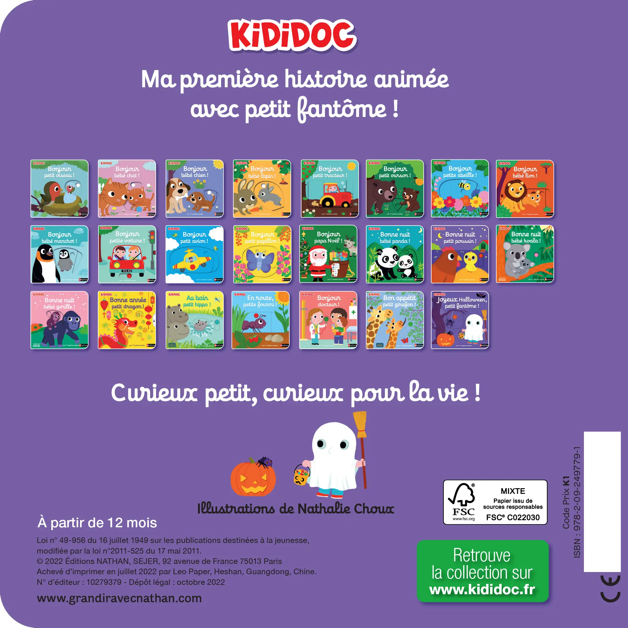 Joyeux Halloween petit fantôme - Histoire animée Kididoc, dès 1 an - Livre documentaire - 9782092497791 - Plat 4