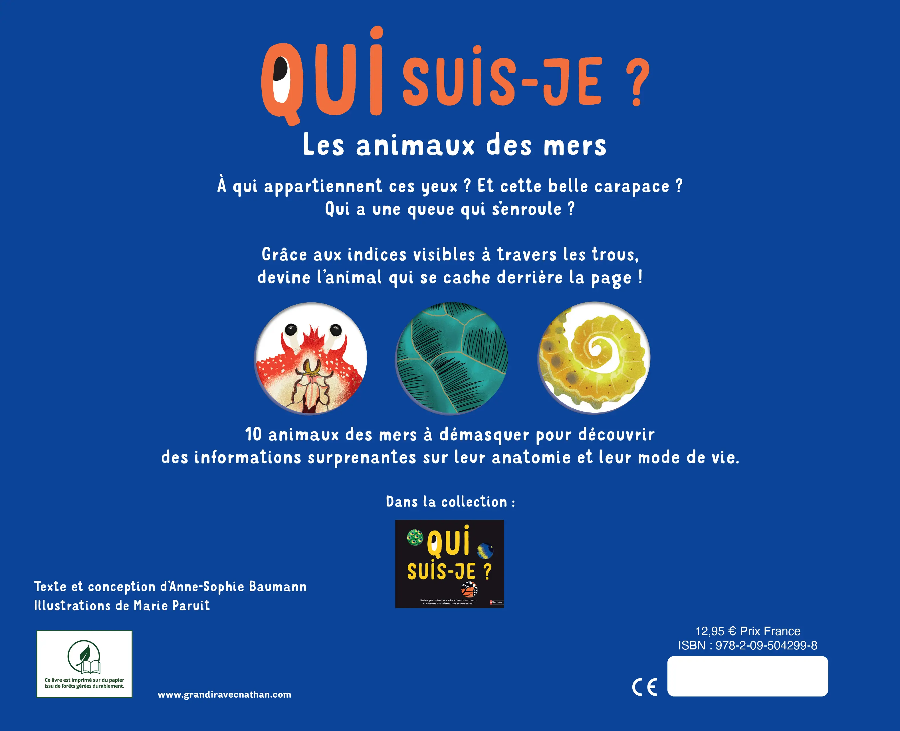 Qui suis-je ? Les animaux des mers - Livre-jeu éducatif, 10 animaux marins à découvrir avec indices et découpages ludiques - dès 4 ans - Album(s) - 9782095042998 - Plat_4