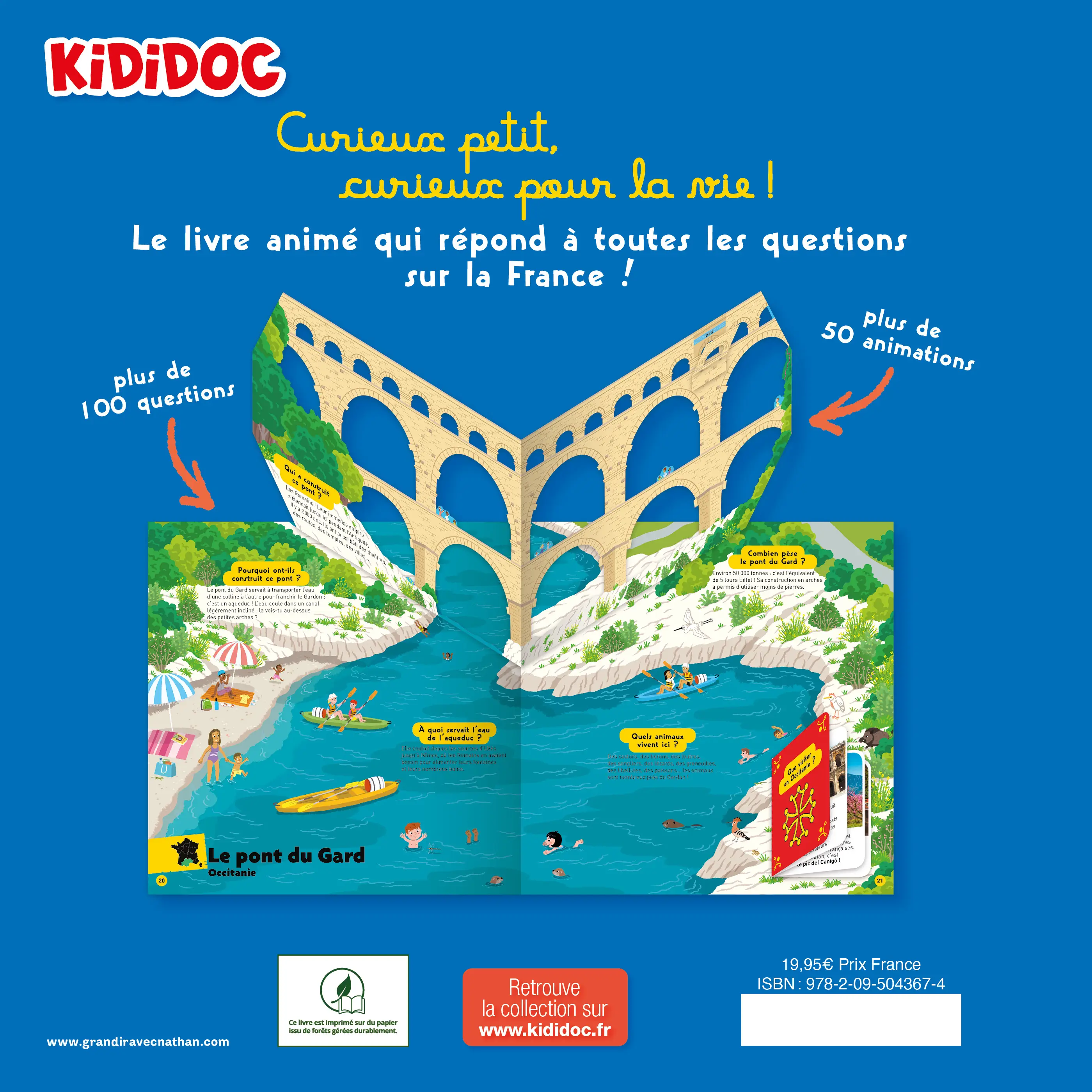 Le Kididoc de la France - Livre documentaire animé - Découverte des 13 régions de France et des Outremer - Livre documentaire - 9782095043674 - Plat 4