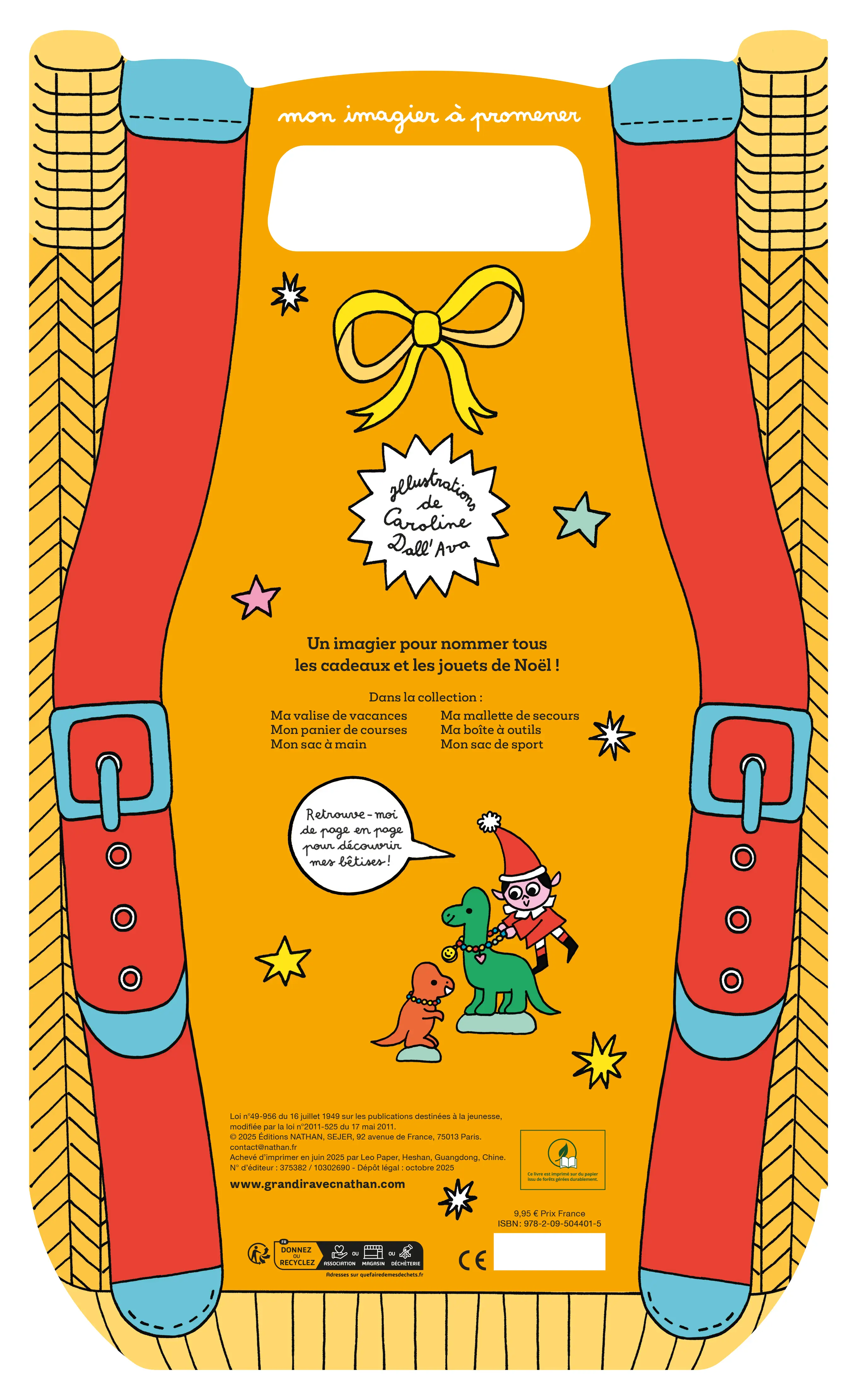 LA HOTTE DU PÈRE NOËL - Livre cartonné format géant avec plus de 60 mots illustrés et un lutin farceur à chercher à chaque page, premier imagier de Noël - Dès 18 mois - Livre d'éveil - 9782095044015 - Plat 4