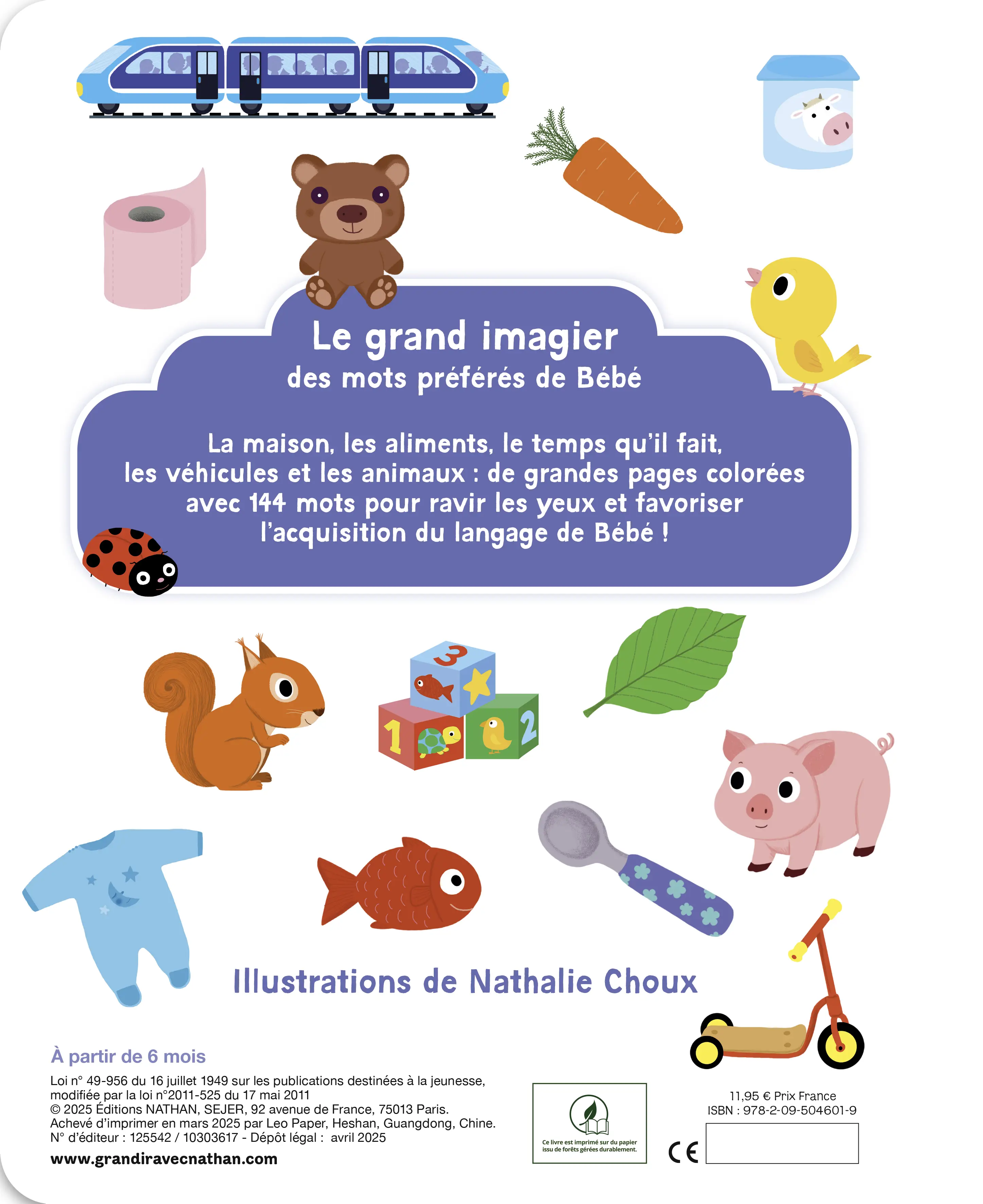 Mon grand imagier - 144 mots pour découvrir tous les domaines du quotidien - dès 1 an  - Livre d'éveil - 9782095046019 - Plat 4