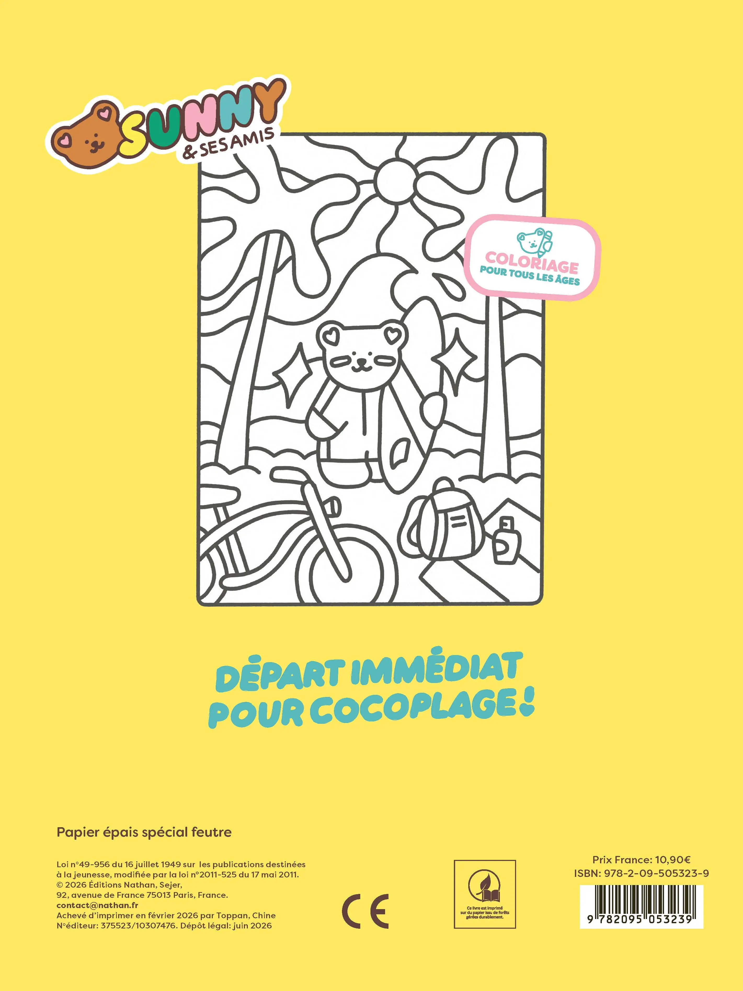 Sunny & ses amis - Soleil, surf & glace coco ! - 24 coloriages maxi format  - Cahier d'activités - 9782095053239 - Plat_4