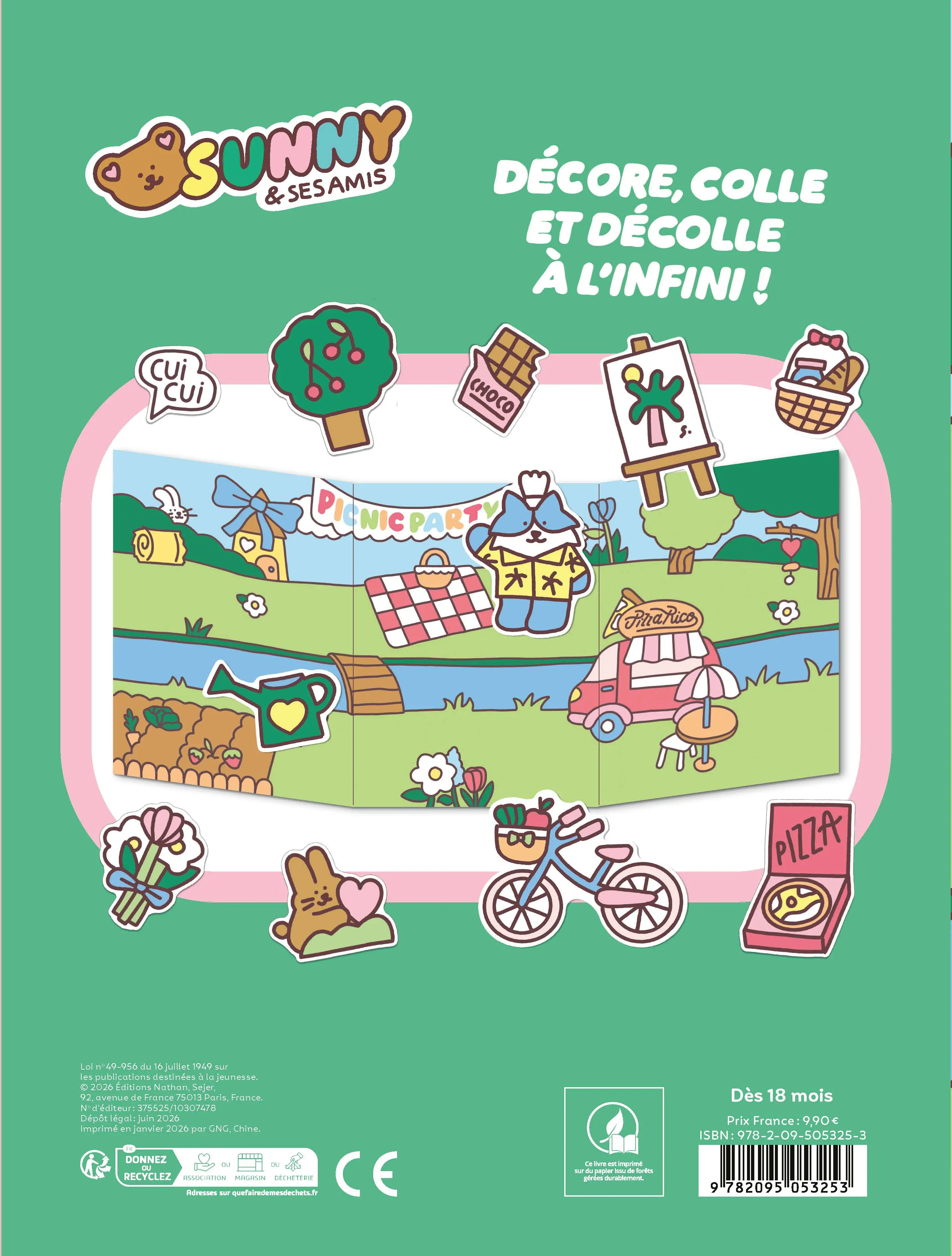 Sunny & ses amis - Picnic Party ! - Des stickers épais, repositionnables et lavables - Cahier d'activités - 9782095053253 - Plat_4