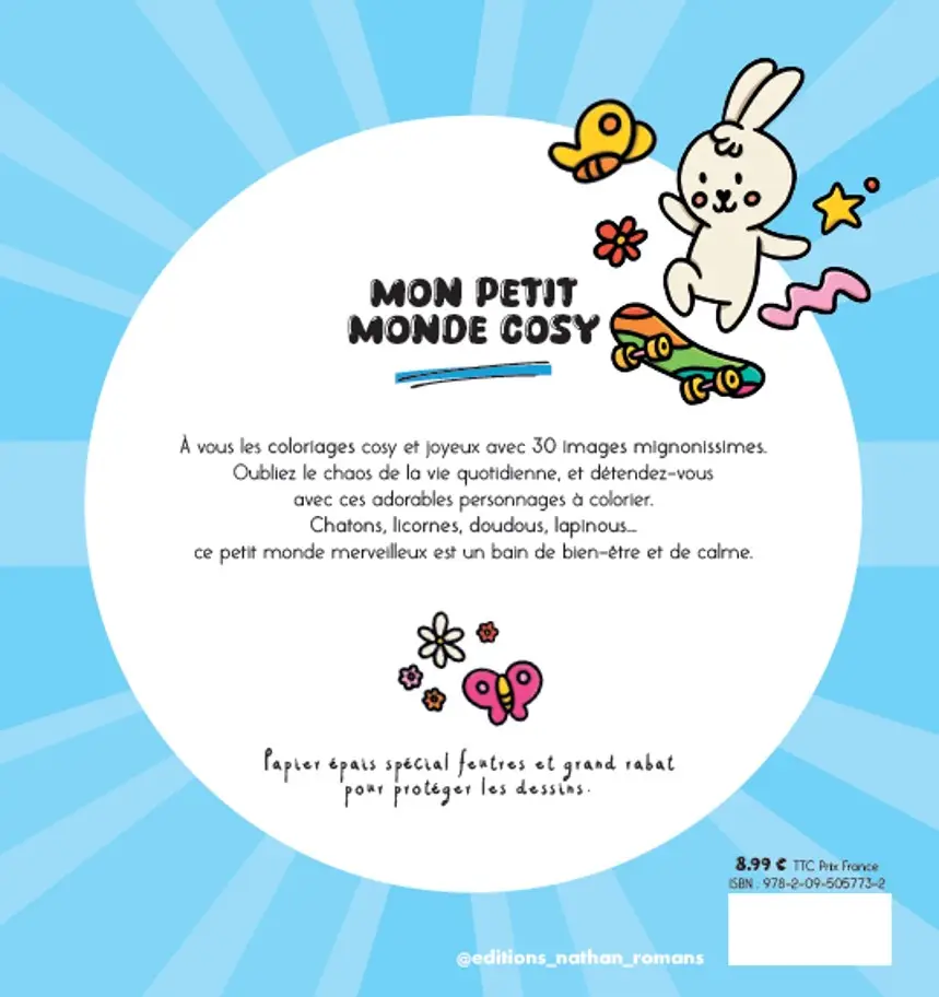 Mon petit monde cosy, So cute - Livre de coloriage kawaii avec 30 illustrations adorables - tout public - Cahier d'activités - 9782095057732 - Plat 4