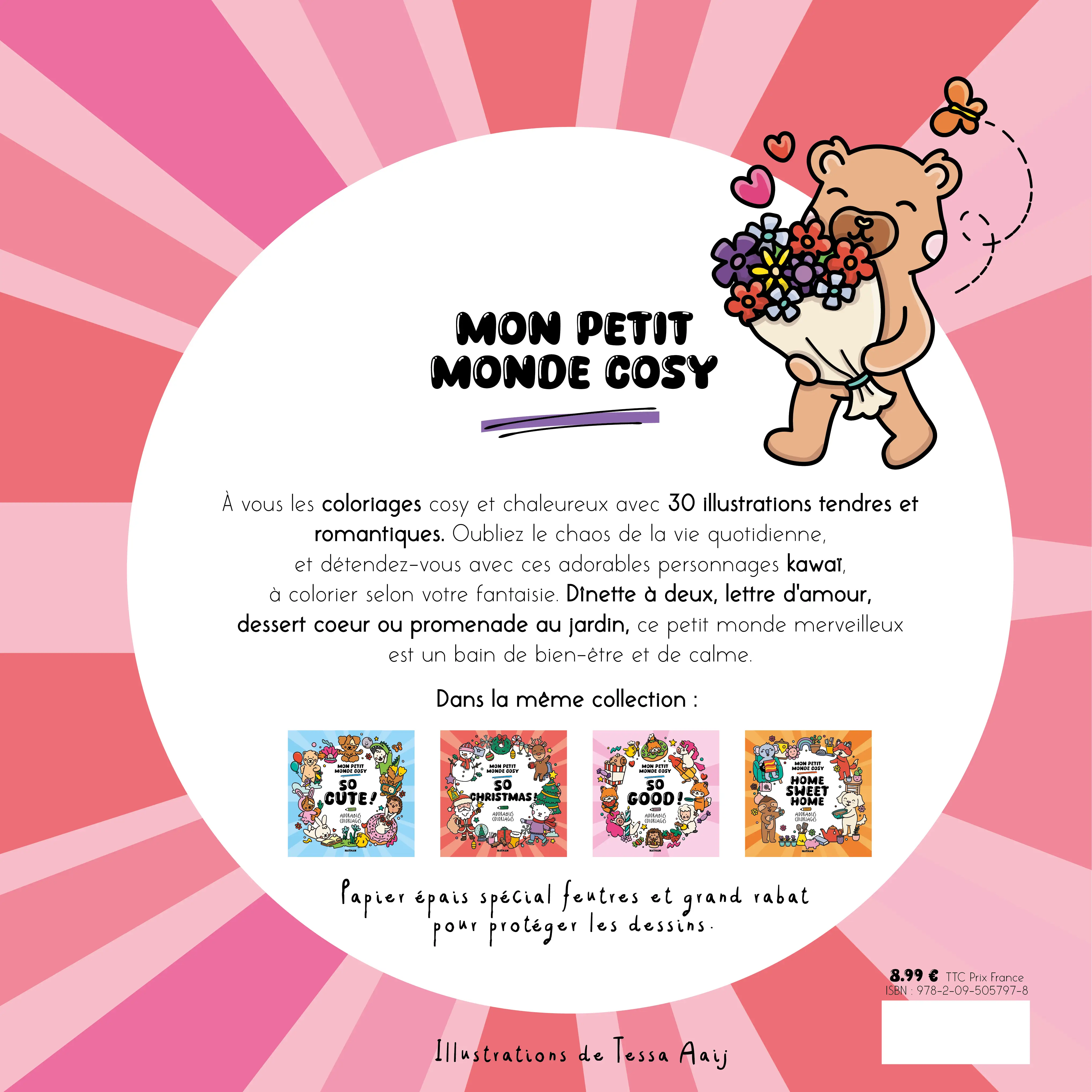 Mon petit monde cosy - I love you  - 30 adorables coloriages remplis d'amour rien que pour vous ! - Adulte - Cahier d'activités - 9782095057978 - plat 4