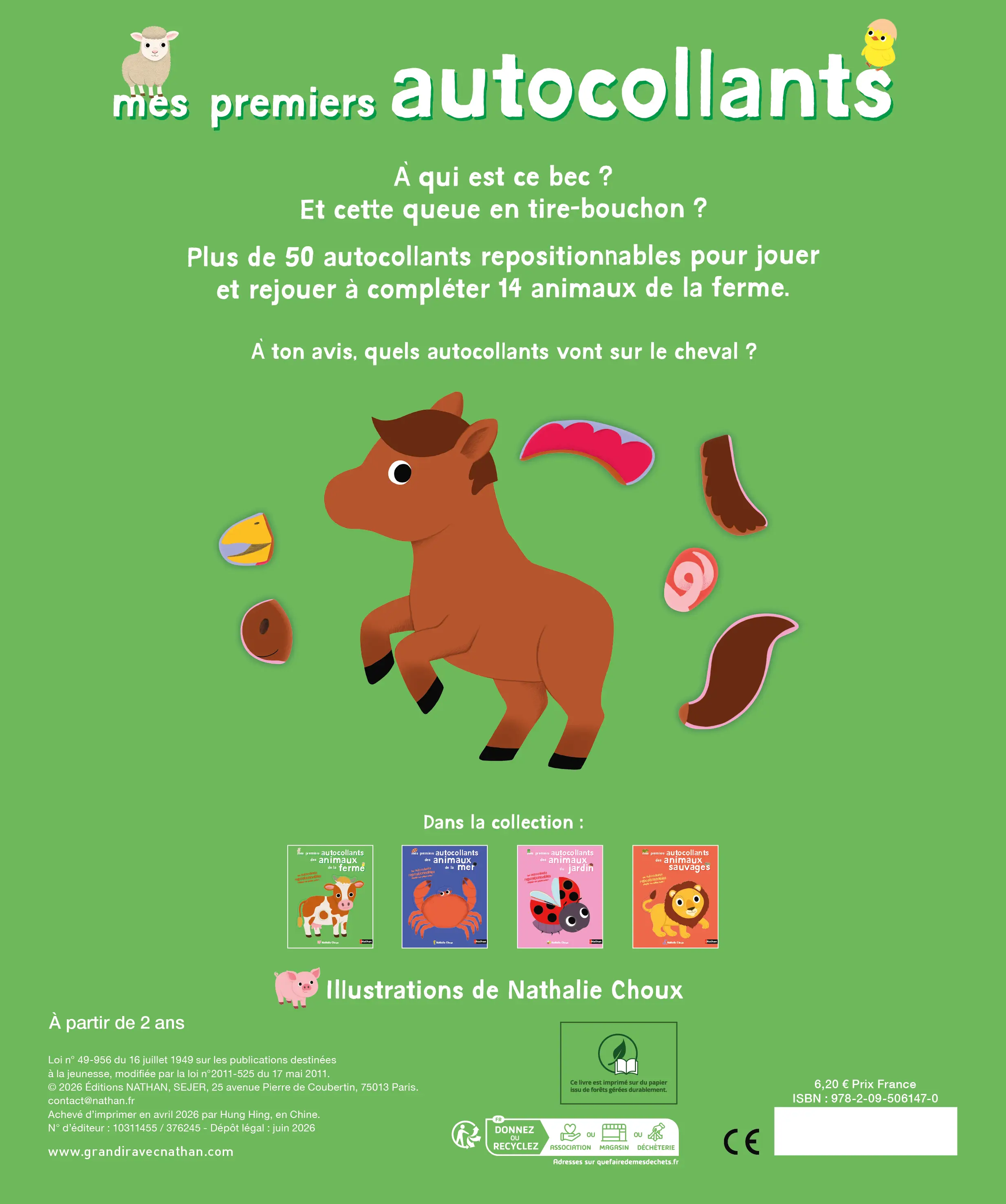 Mes premiers autocollants - Les animaux de la ferme - Autocollants repositionnables - Dès 18 mois  - Cahier d'activités - 9782095061470 - Plat_4