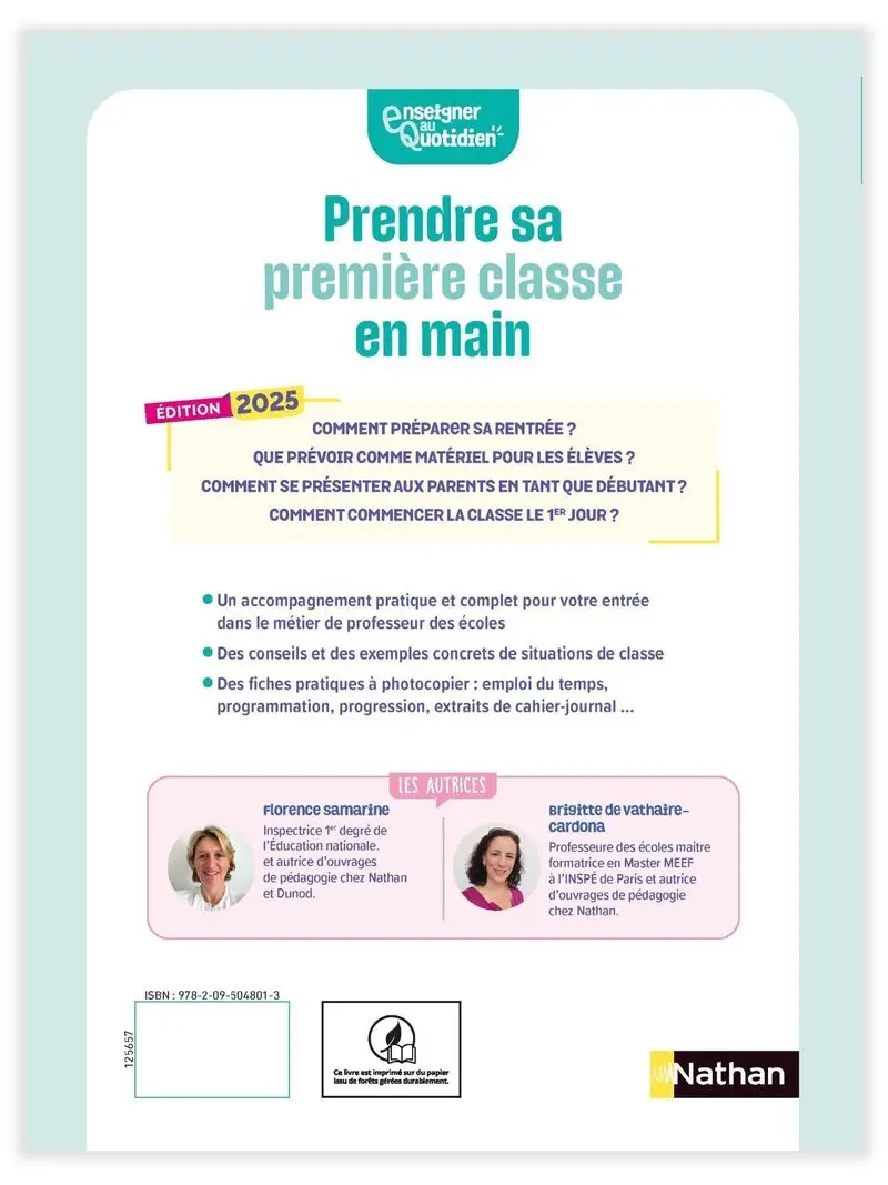 Prendre sa première classe en main - Etudiants, professeurs des écoles, stagiaires, titulaires, contractuels... - Livre de pédagogie - 9782095048013 - Couverture verso