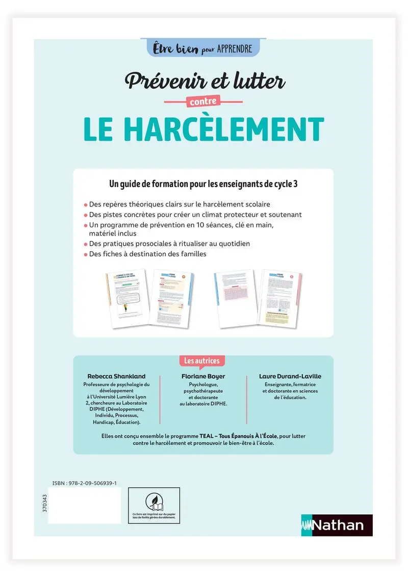 Prévenir et lutter contre le harcèlement - Cycle 3 - Livre de pédagogie - 9782095069391 - Couverture verso