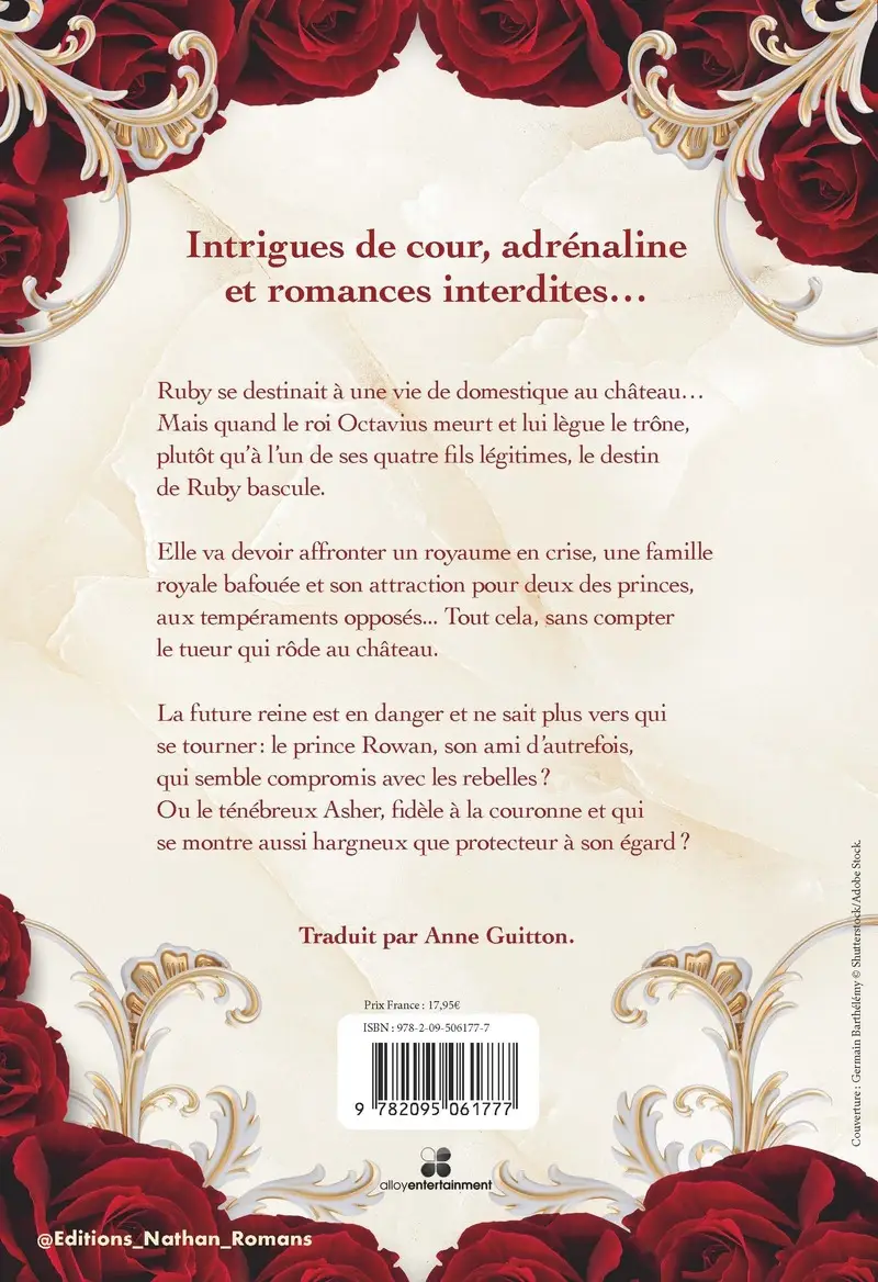 Quand coule le sang royal - Intrigues de cour, adrénaline et romances interdites?Un thriller palpitant - Dès 15 ans - Roman - 9782095061777 - Couverture verso