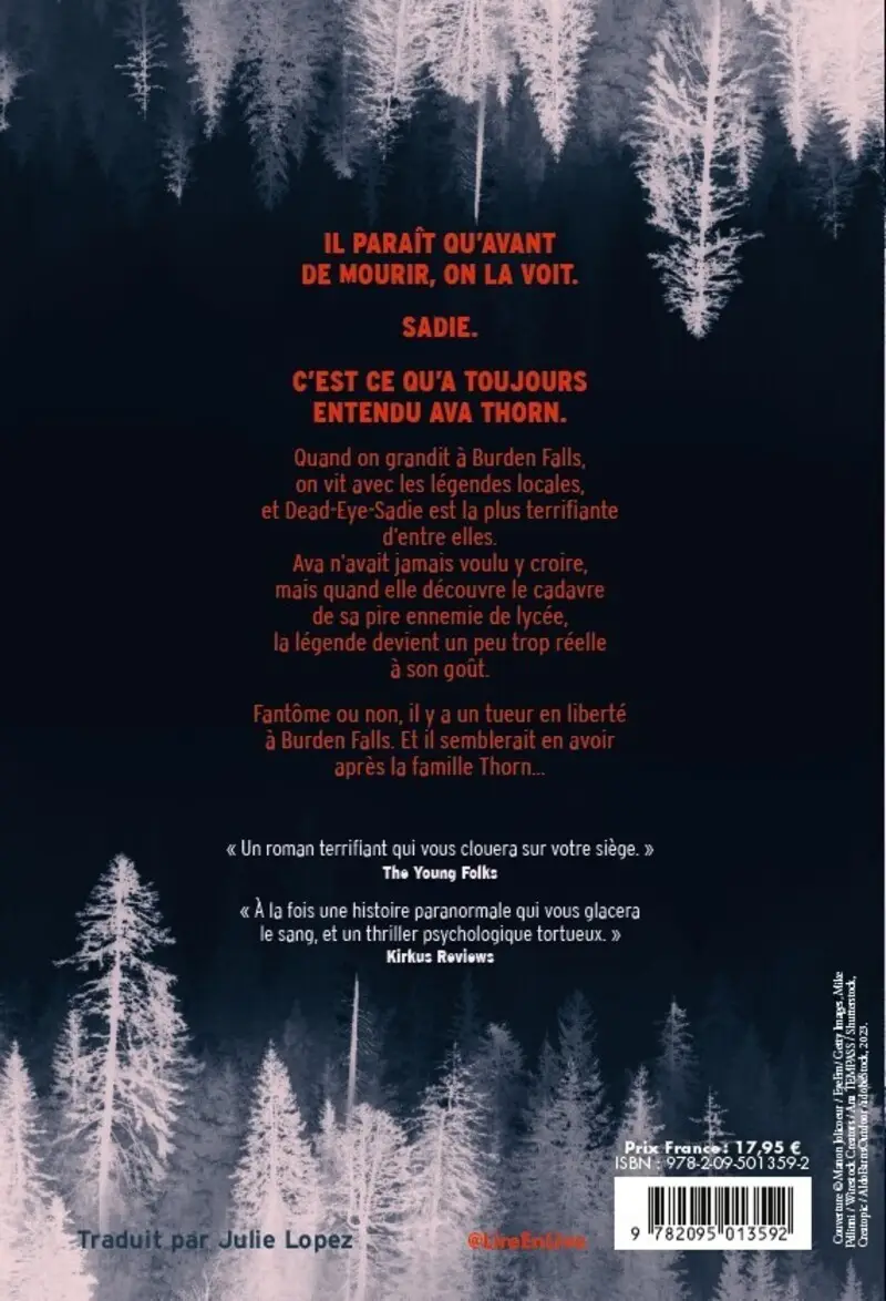 Quand tu verras Sadie - Thriller Ado  - Roman - 9782095013592 - Couverture verso