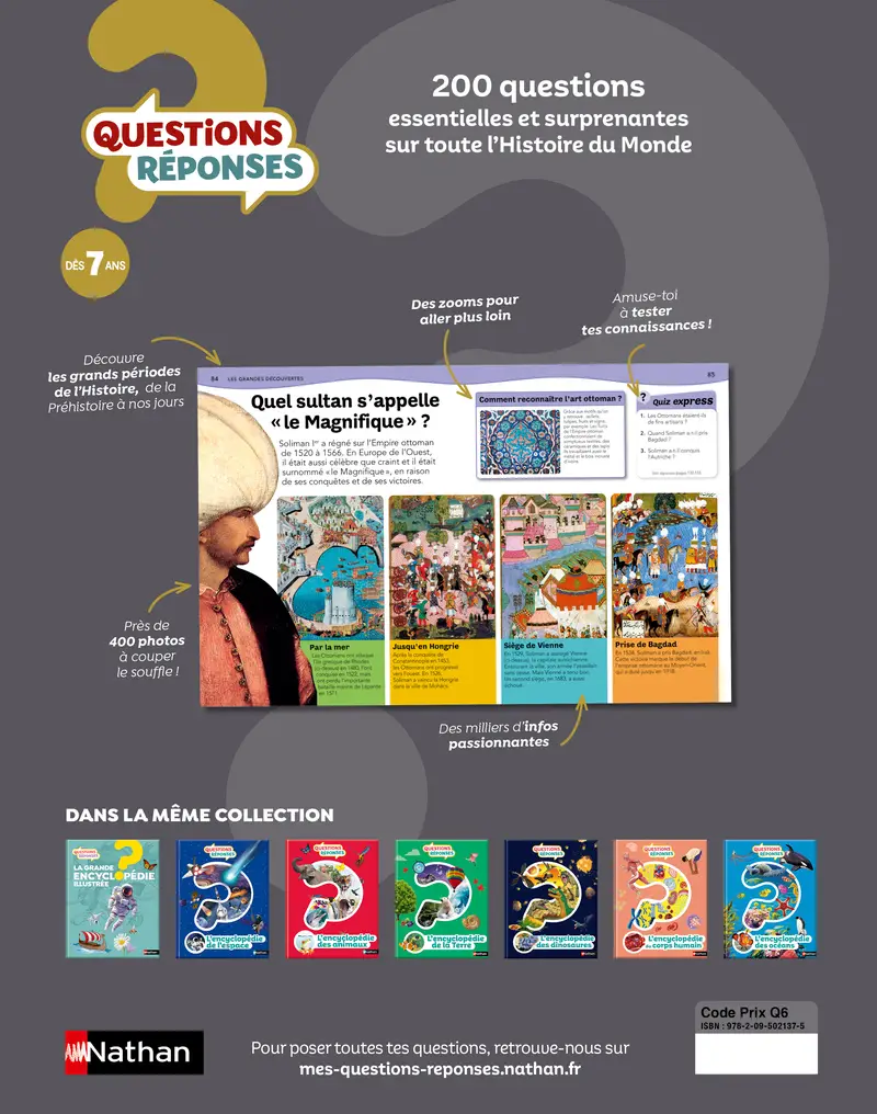 Questions Réponses : Mon encyclopédie de l'Histoire - une entrée très accessible sur l'Histoire du monde - dès 7 ans - Livre documentaire - 9782095021375 - Couverture verso
