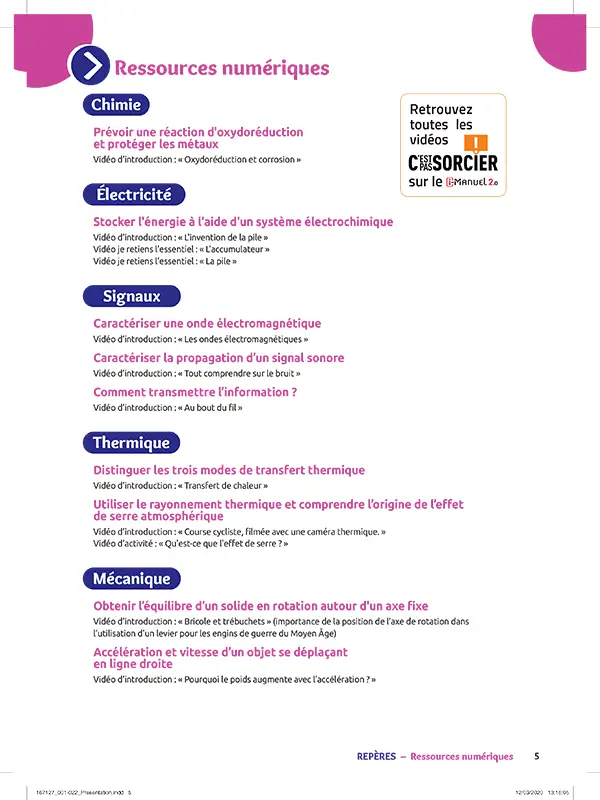 Physique-Chimie - 1re/Tle Bac Pro - Groupements 1 et 2 - Coll. Spirales - Livre + licence numérique i-Manuel 2.0 - 9782091671277 - Ressouces Numériques Page 1