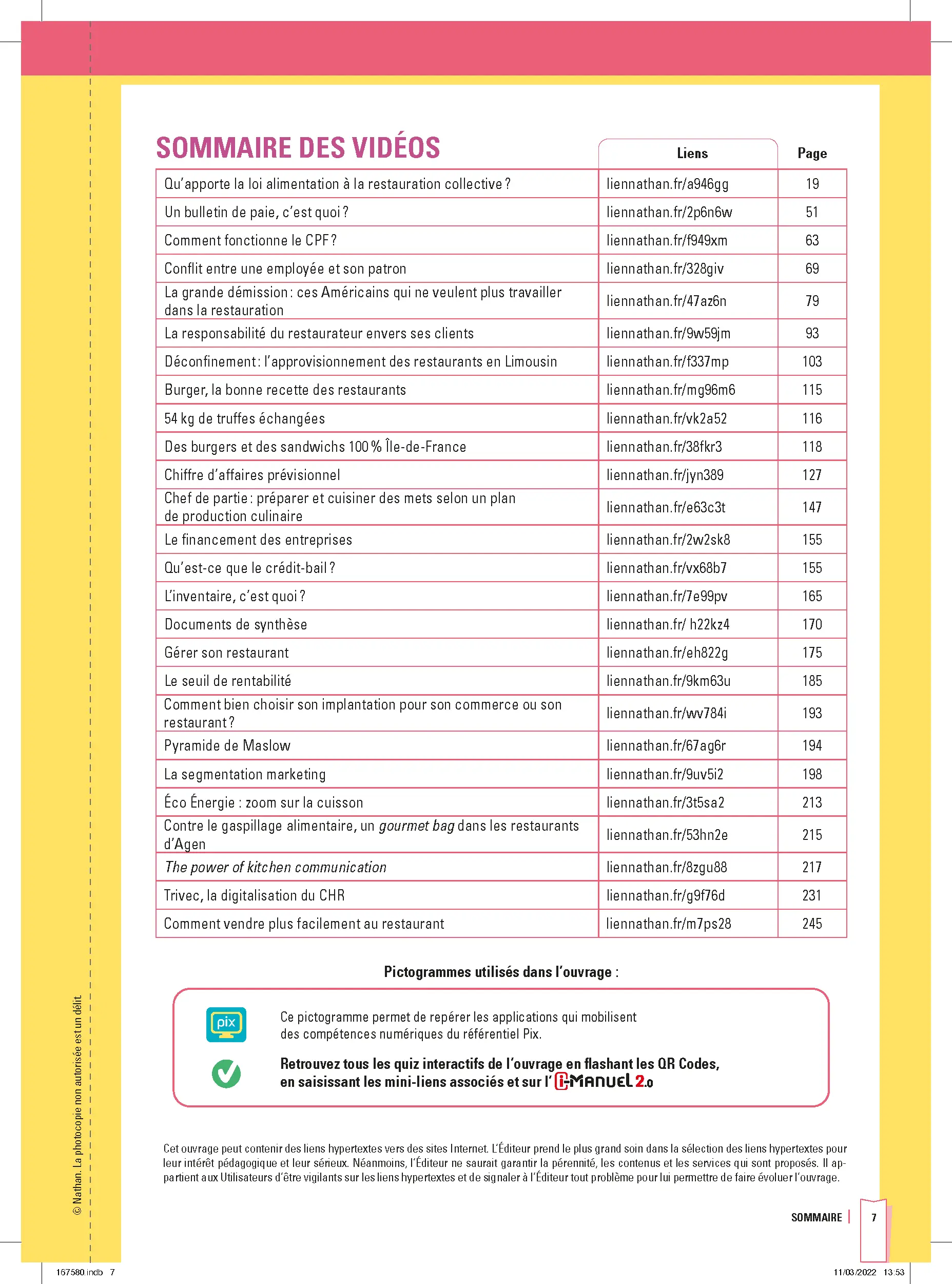 Gestion appliquée - 1re/Terminale Bac Pro Cuisine/CSR - Livre + licence numérique i-Manuel 2.0 - 9782091675800 - Ressouces Numériques Page 1