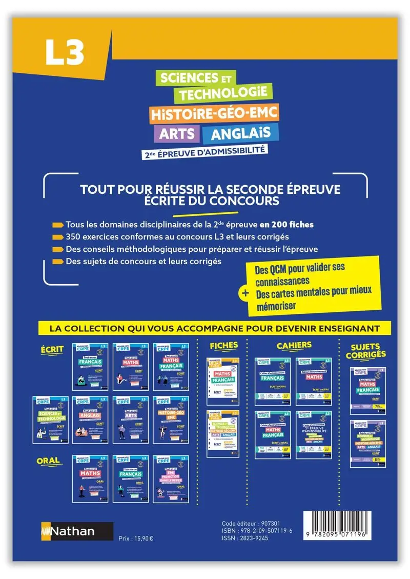 Réussir mon CRPE - 2e épreuve d'admissibilité L3 écrit Fiches 2027 - Livre de pédagogie - 9782095071196 - Couverture verso