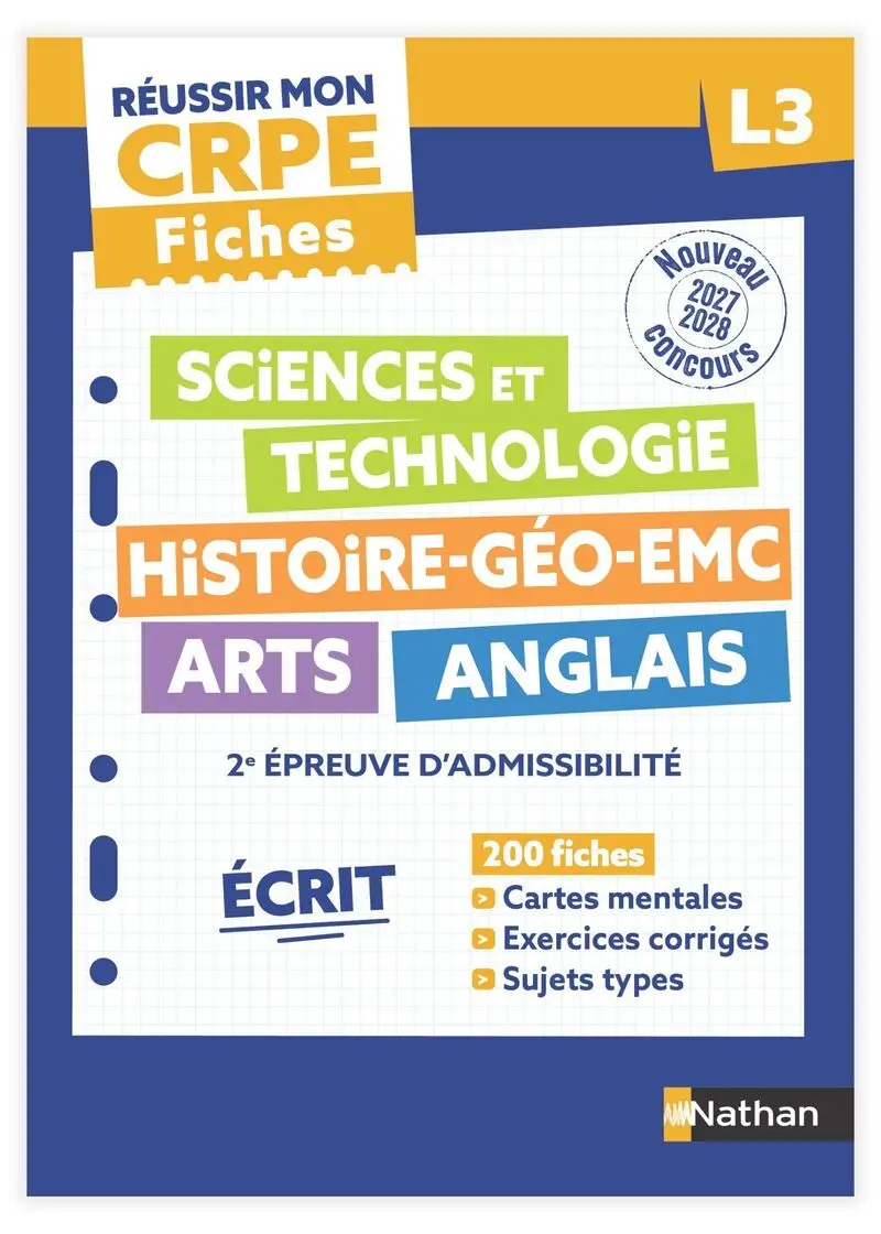 Réussir mon CRPE - 2e épreuve d'admissibilité L3 écrit Fiches 2027 - Livre de pédagogie - 9782095071196