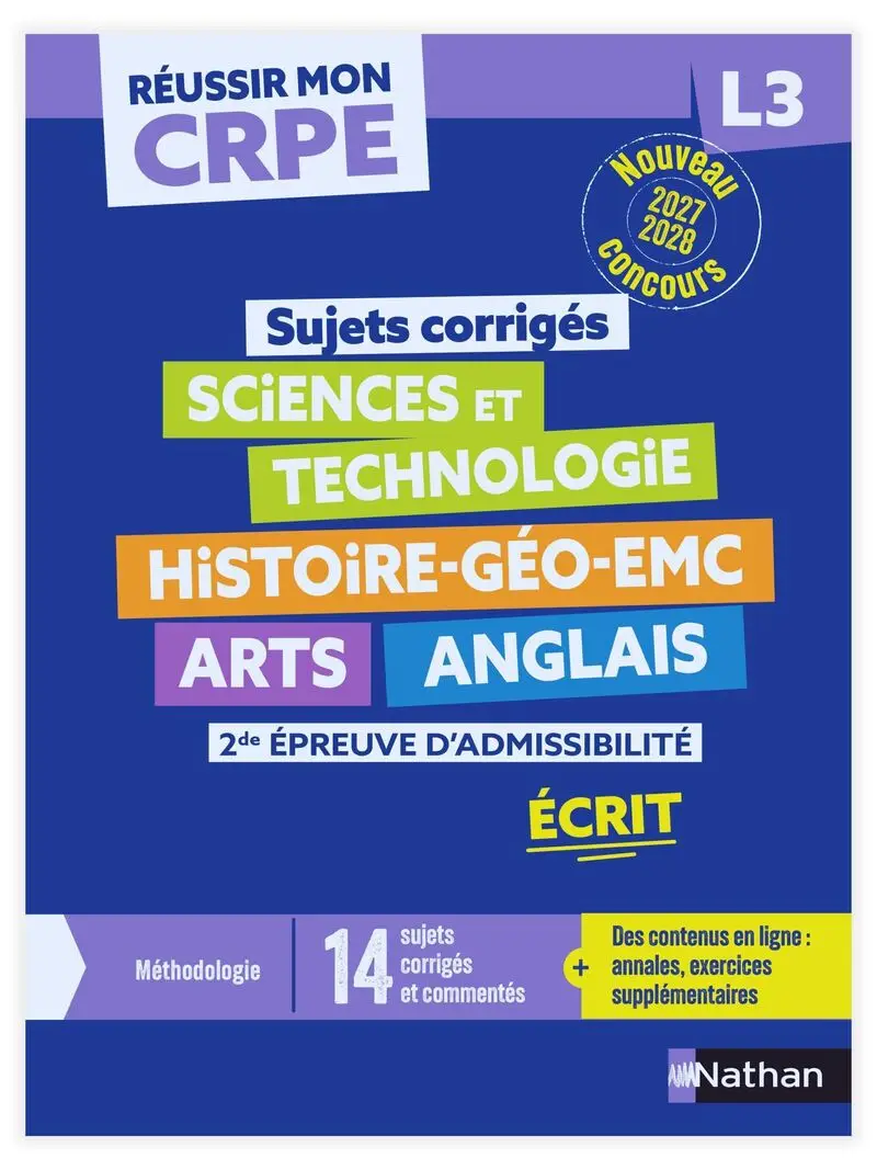 Réussir mon CRPE - 2e épreuve d'admissibilité L3 écrit - Sujets corrigés - 2027/2028 - Livre de pédagogie - 9782095071271