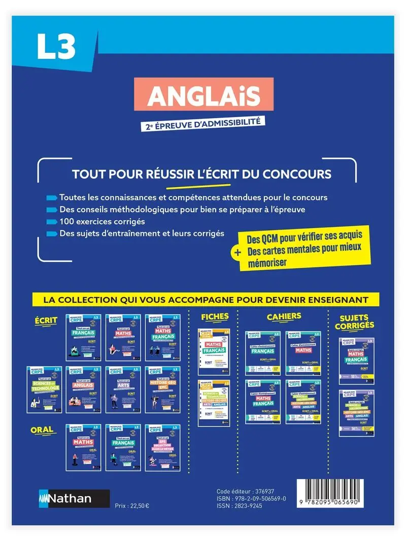 Réussir mon CRPE Anglais 2e épreuve d'admissibilité L3 écrit 2027 - Livre de pédagogie - 9782095065690 - Couverture verso