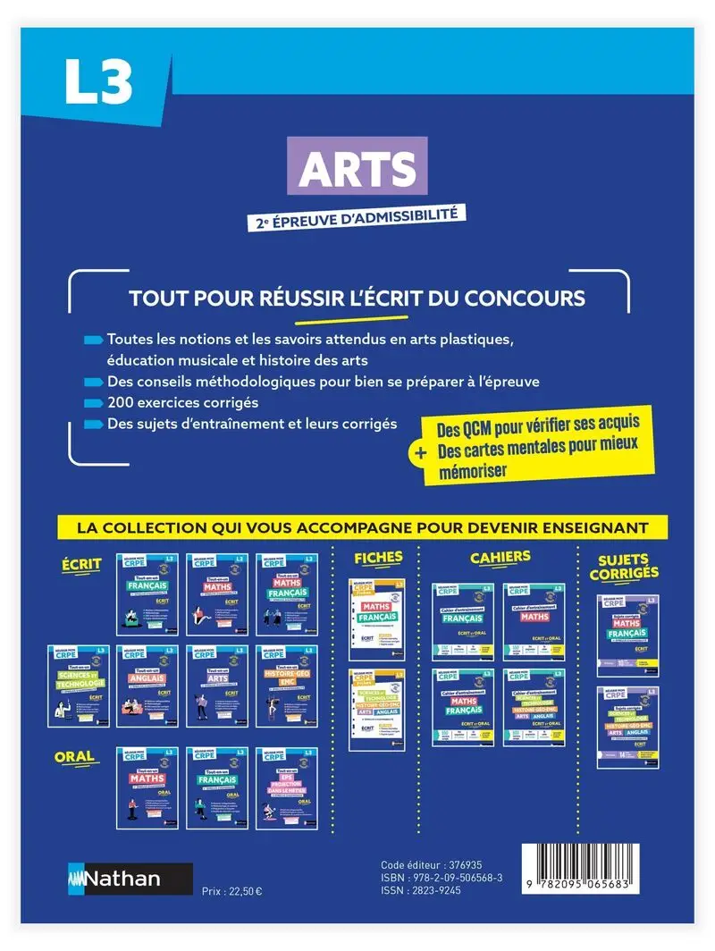 Réussir mon CRPE Arts 2e épreuve d'admissibilité L3 écrit 2027 - Livre de pédagogie - 9782095065683 - Couverture verso