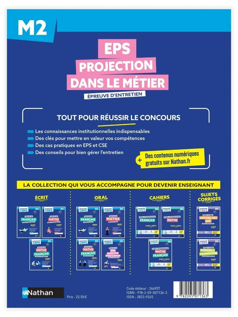 Réussir mon CRPE - EPS et Projection dans le métier - Admission M2 - Oral 2027 - Livre de pédagogie - 9782095071363 - Couverture verso