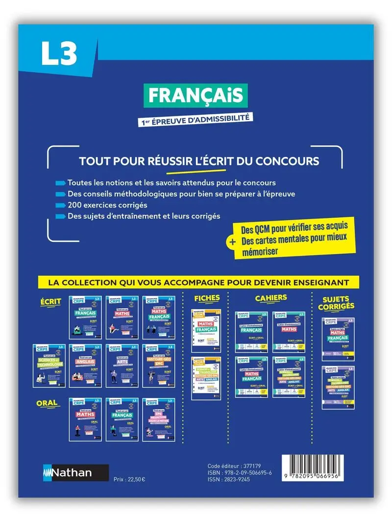 Réussir mon CRPE Français 1e épreuve d'admissibilité L3 écrit 2027 - Livre de pédagogie - 9782095066956 - Couverture verso