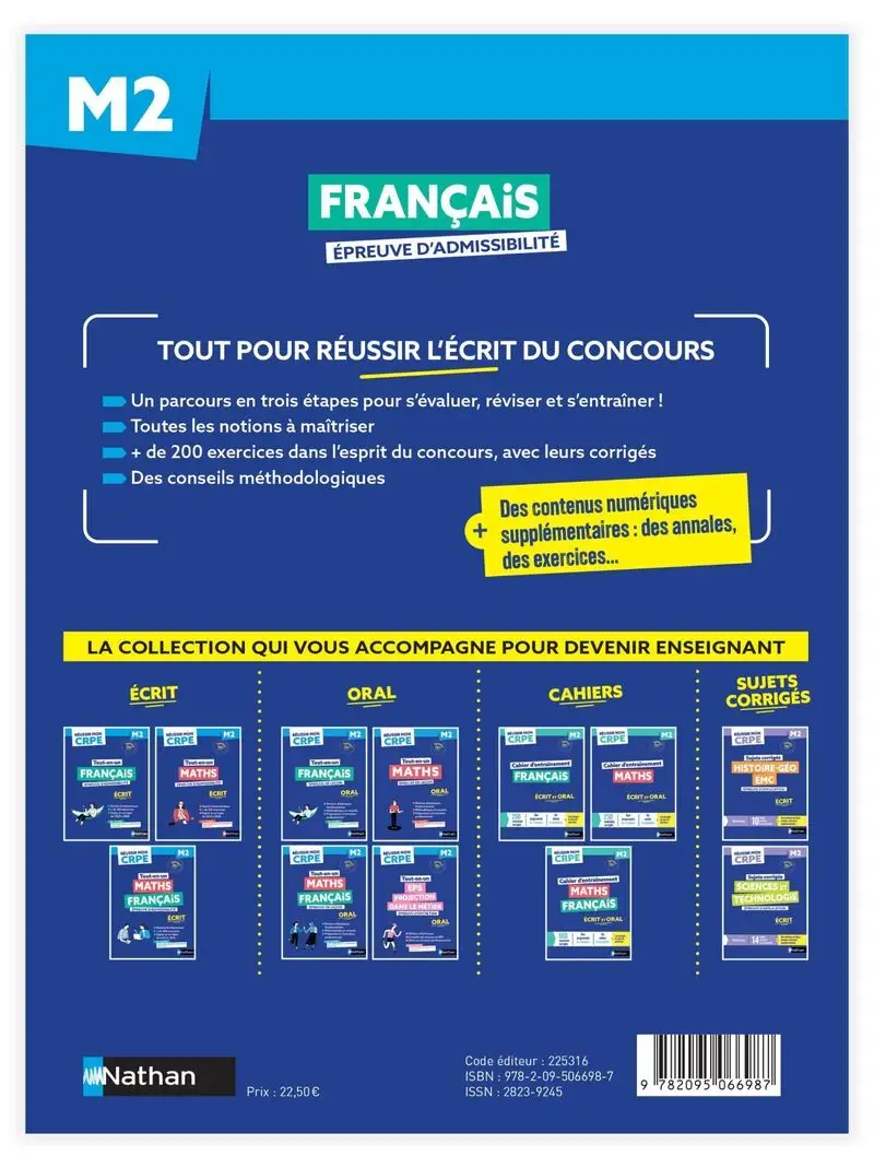 Réussir mon CRPE Français 1e épreuve d'admissibilité M2 écrit 2027 - Livre de pédagogie - 9782095066987 - Couverture verso