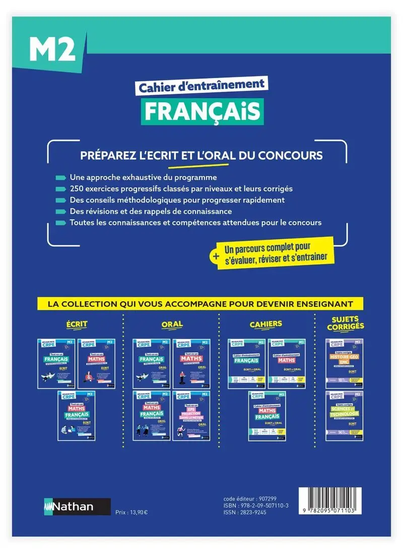Réussir mon CRPE - Français M2 cahier d'entrainement 2027-2028 - Livre de pédagogie - 9782095071103 - Couverture verso