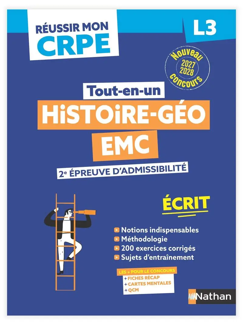 Réussir mon CRPE Histoire Géographie EMC 2e épreuve d'admissibilité L3 écrit 2027 - Livre de pédagogie - 9782095065676