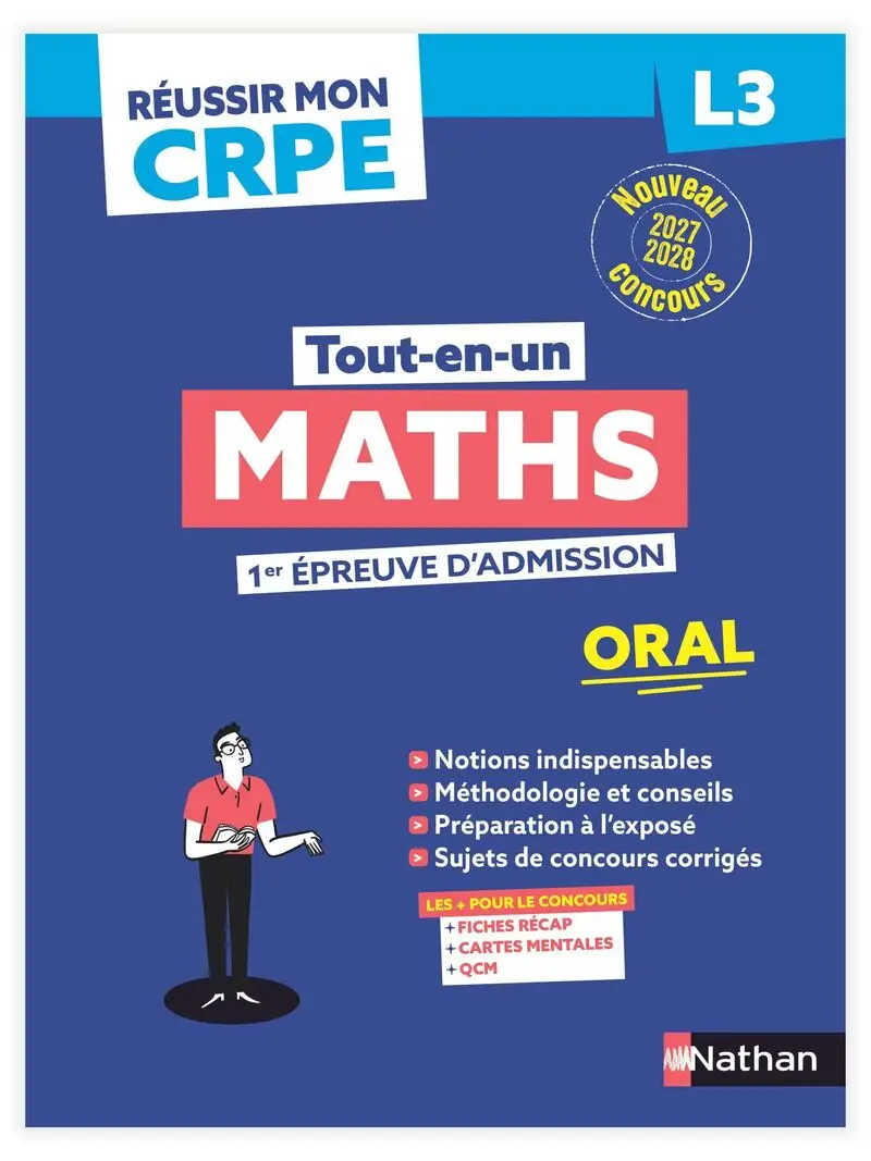 Réussir mon CRPE - Maths Admission concours L3 oral 2027-2028 - Livre de pédagogie - 9782095071318