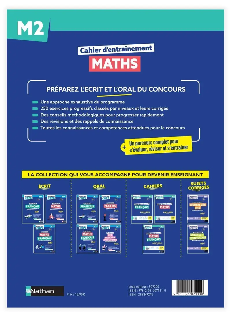 Réussir mon CRPE - Maths M2 cahier d'entrainement 2027-2028 - Livre de pédagogie - 9782095071110 - Couverture verso