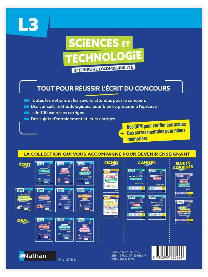 Réussir mon CRPE Sciences et technologie 2e épreuve d'admissibilité L3 écrit 2027 - Livre de pédagogie - 9782095065669 - Couverture verso
