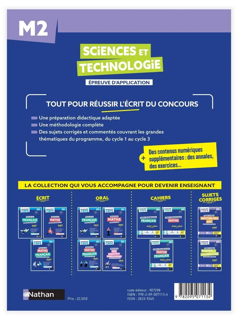 Réussir mon CRPE - Sciences et technologie épreuve d'admissibilité M2 écrit 2027 - Livre de pédagogie - 9782095071134 - Couverture verso