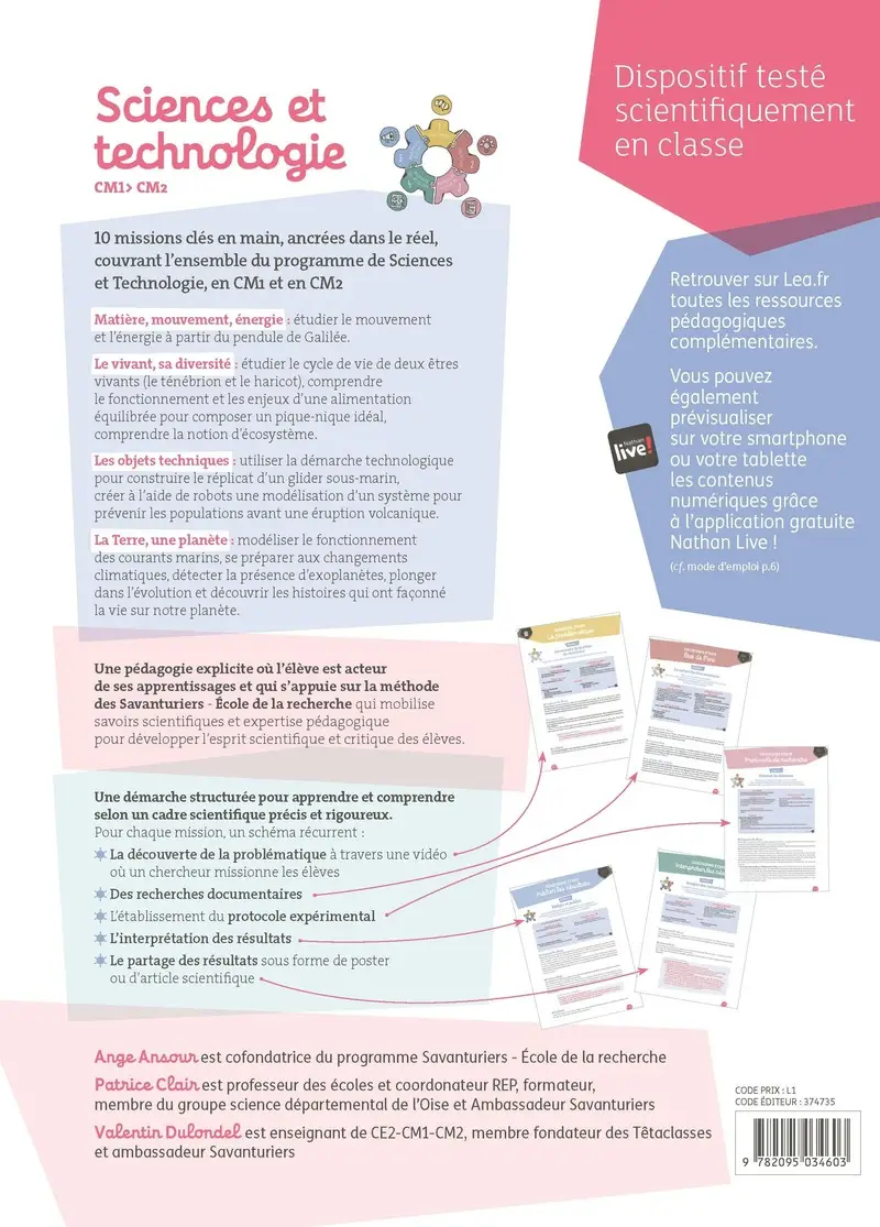Sciences et technologie - 10 missions pour des apprentis chercheurs - CM1 CM2 - Livre de pédagogie - 9782095034603 - Couverture verso