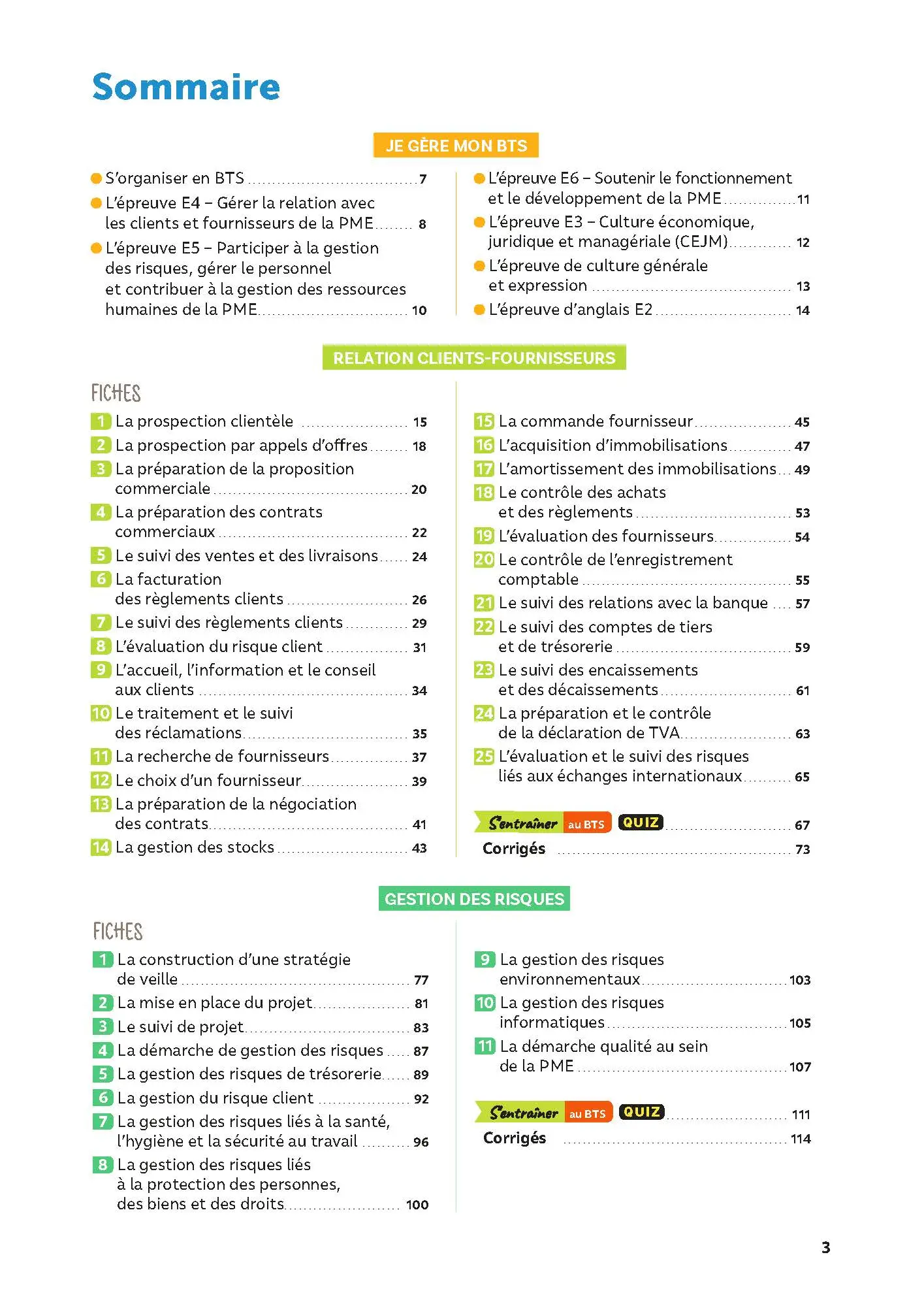 Toutes les matières - BTS GPME - Réflexe - Examen 2026 - Livre parascolaire - 9782095038878 - Sommaire 1