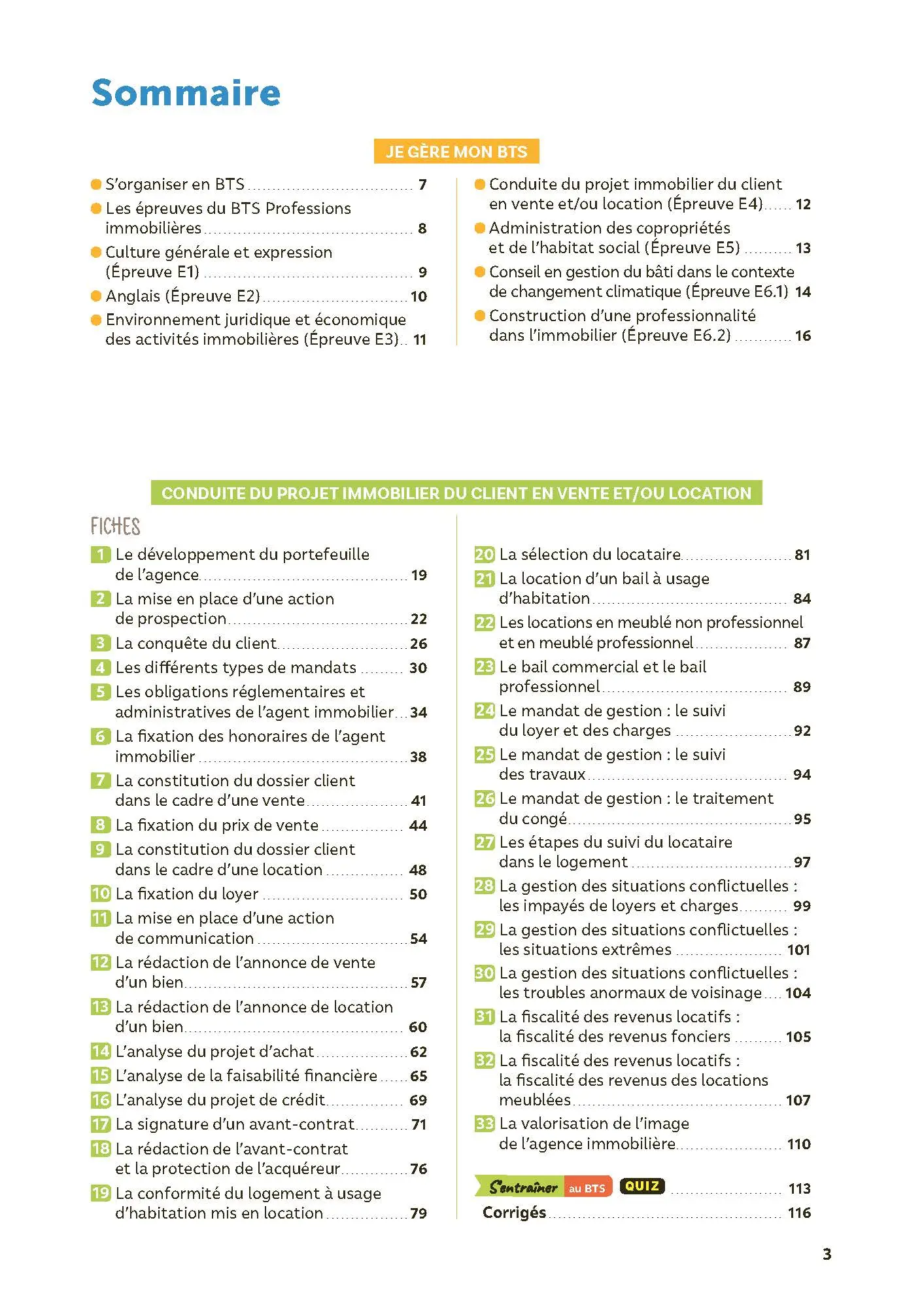 Toutes les matières - BTS Professions immobilières (PI) - Réflexe - Nouveau programme - Examens 2026 et suivants - Livre parascolaire - 9782095038977 - Sommaire 1