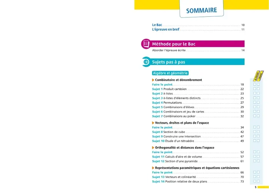 Annales ABC du BAC 2027 - Maths Spécialité Terminale Générale - 80 sujets corrigés, révisions, méthode, exercices et préparation à l'épreuve finale et au Grand Oral - Annales - 9782095065027 - sommaire 1