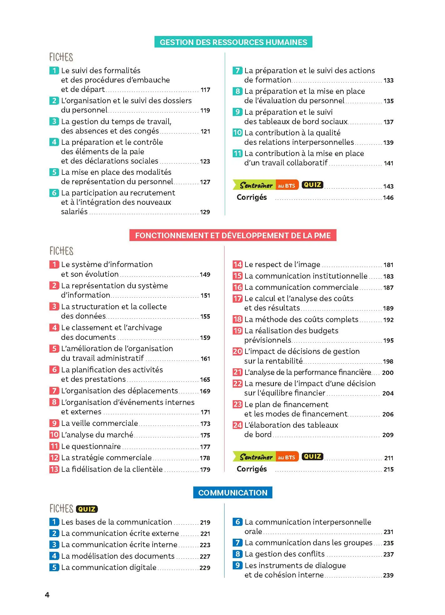 Toutes les matières - BTS GPME - Réflexe - Examen 2026 - Livre parascolaire - 9782095038878 - Sommaire 2