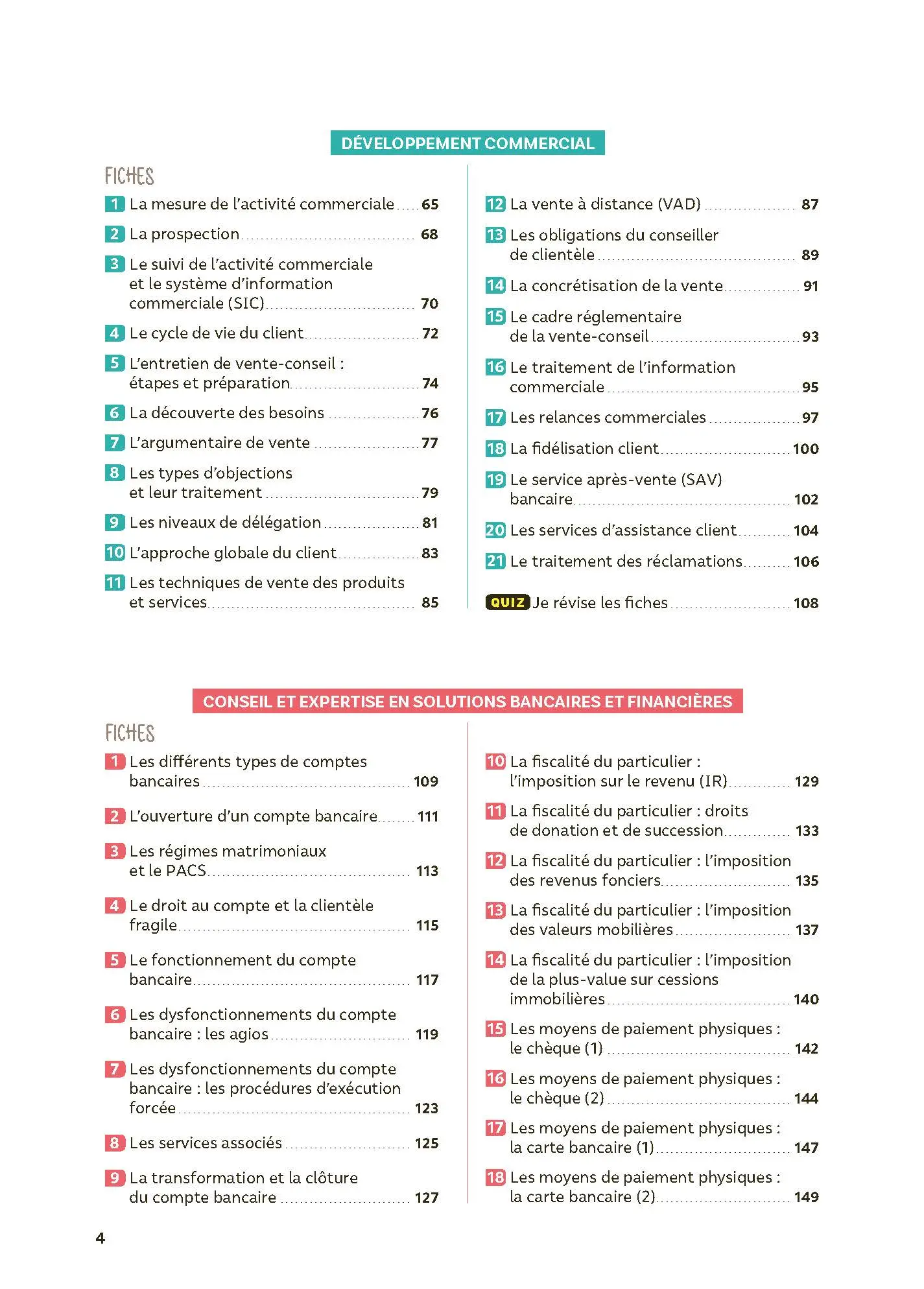 Toutes les matières - BTS Banque - Réflexe - Nouveau programme - Examens 2026 et suivants - Livre parascolaire - 9782095038953 - Sommaire 2