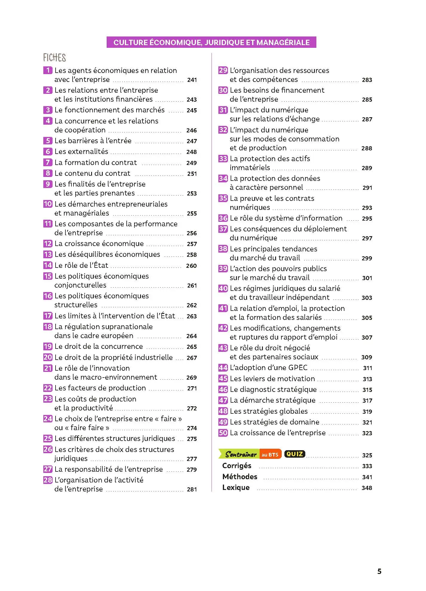 Toutes les matières - BTS GPME - Réflexe - Examen 2026 - Livre parascolaire - 9782095038878 - Sommaire 3