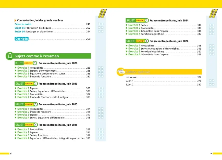Annales ABC du BAC 2027 - Maths Spécialité Terminale Générale - 80 sujets corrigés, révisions, méthode, exercices et préparation à l'épreuve finale et au Grand Oral - Annales - 9782095065027 - sommaire 3
