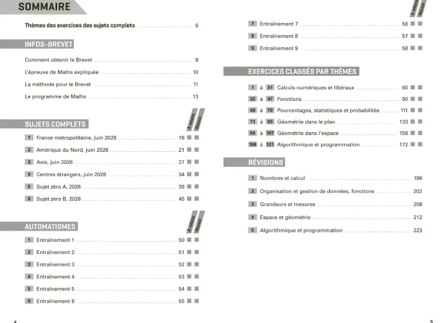  Annales ABC du Brevet 2027 - Maths 3e - 155 sujets non corrigés dont Brevet 2026, automatismes, fiches de révision et méthodologie de l'épreuve - Annales - 9782095064952 - sommaire1